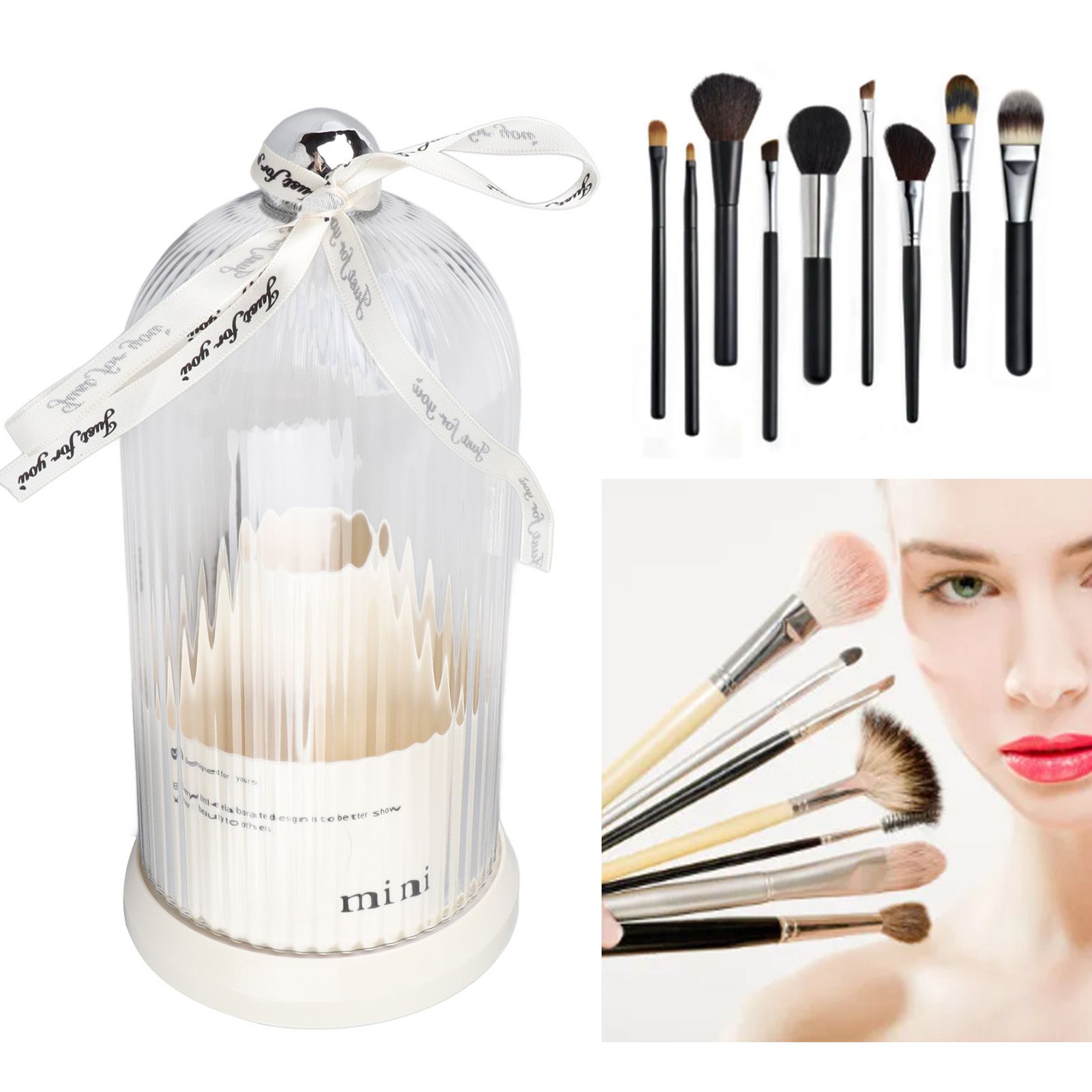 Makeup Brush Storage Holder 360 Degree Rotatable Makeup Organizer Dustproof view 11