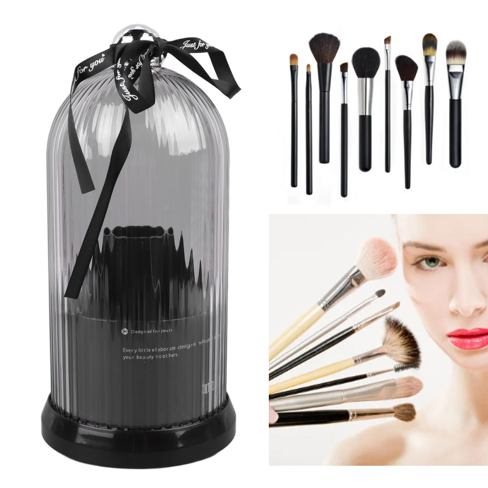 Makeup Brush Storage Holder 360 Degree Rotatable Makeup Organizer Dustproof view 11