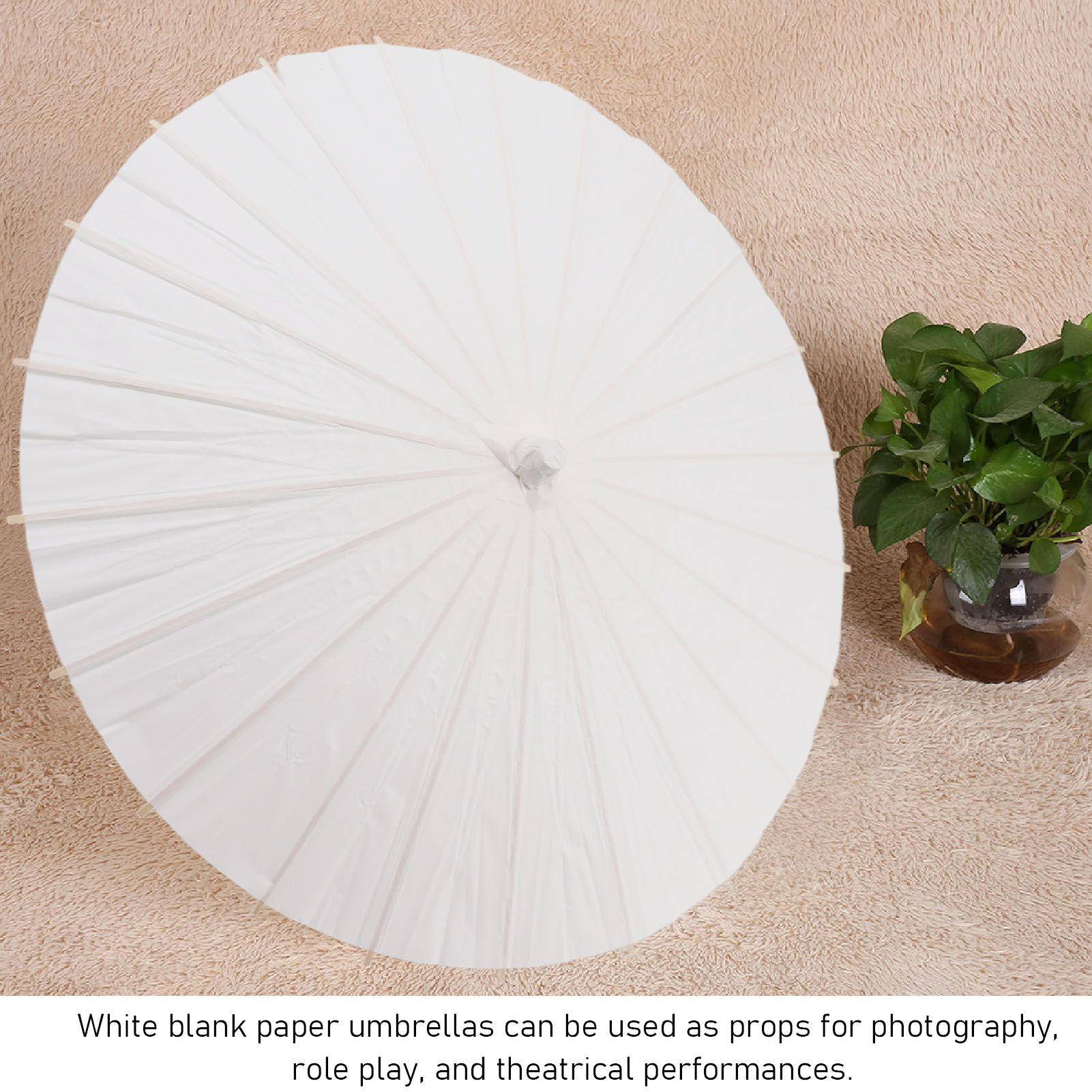 Kids Paper Parasol Bamboo and Paper Chinese Style Elegant White DIY Paper view 15
