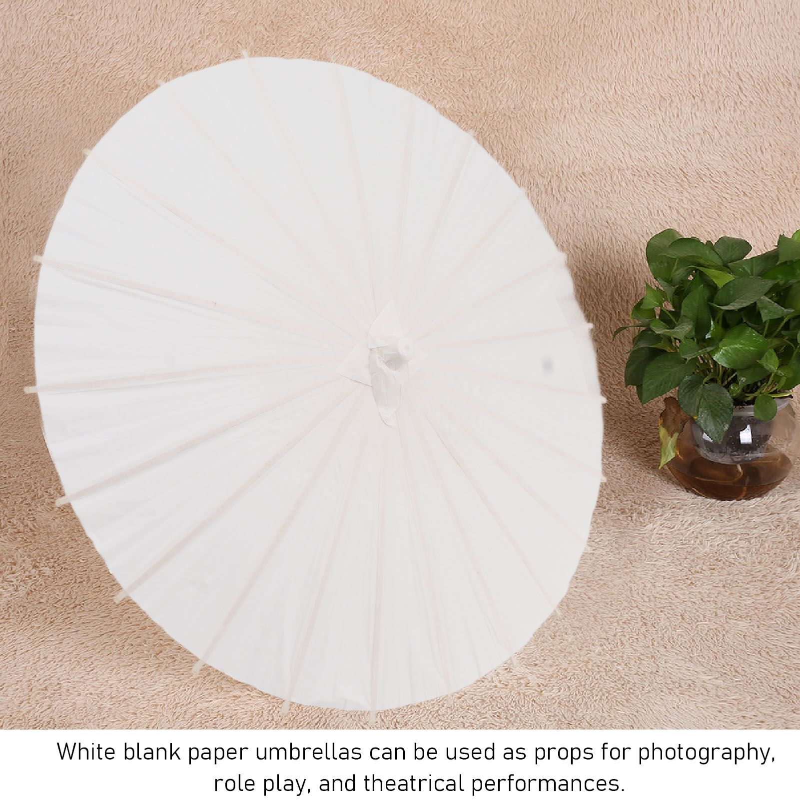 Kids Paper Parasol Bamboo and Paper Chinese Style Elegant White DIY Paper view 15