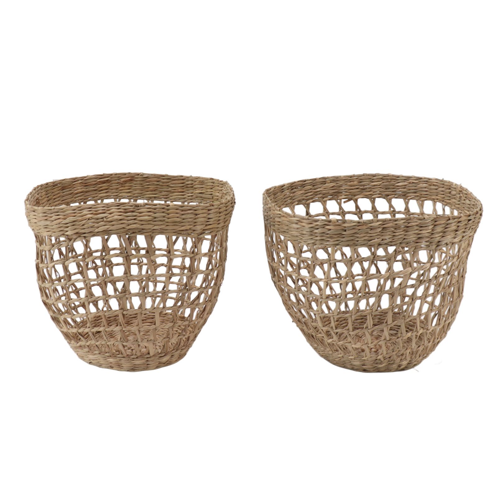 2PCS Woven Basket Handwoven Sea Grass Storage Basket for Flower Plant view 2