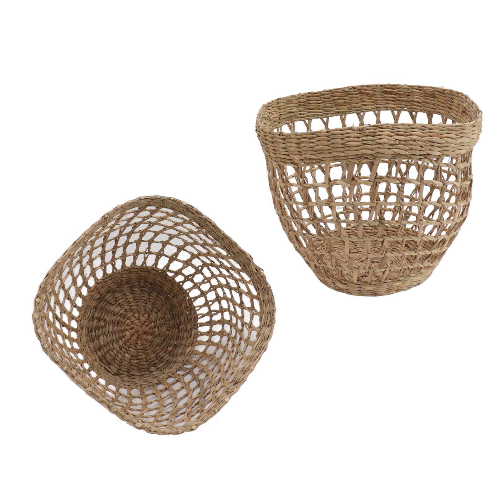 2PCS Woven Basket Handwoven Sea Grass Storage Basket for Flower Plant view 3
