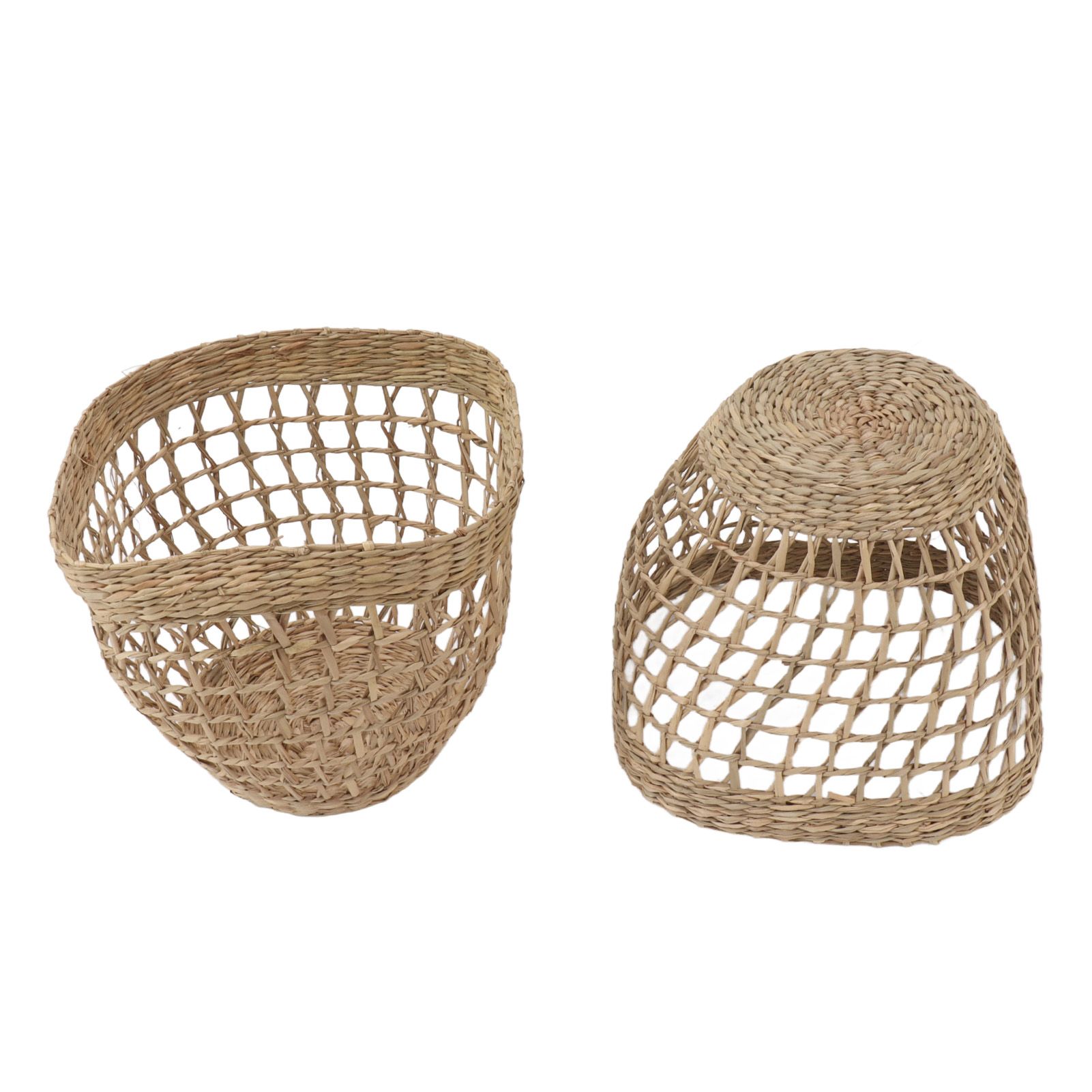2PCS Woven Basket Handwoven Sea Grass Storage Basket for Flower Plant view 4