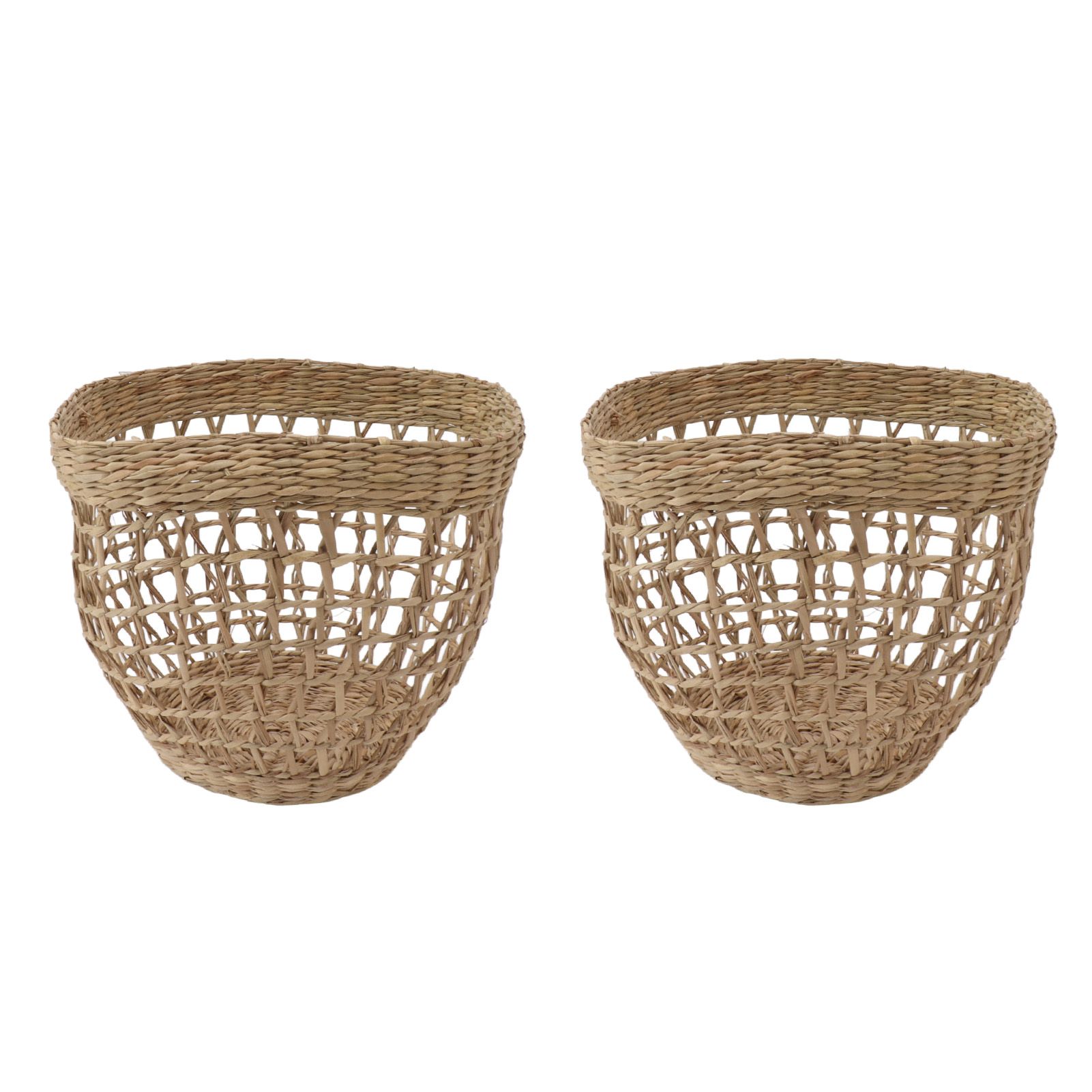 2PCS Woven Basket Handwoven Sea Grass Storage Basket for Flower Plant view 6