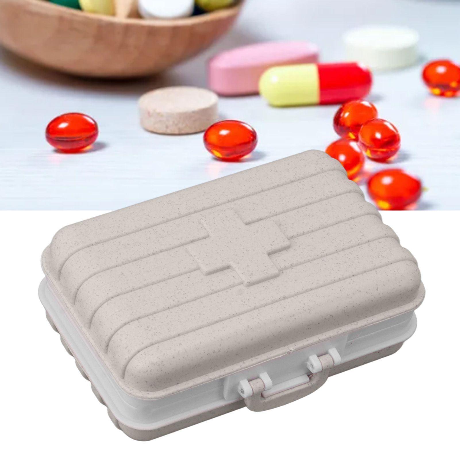 Mini Medicine Box 6 Compartments Luggage Design Tight Sealing Plastic Medicine view 11