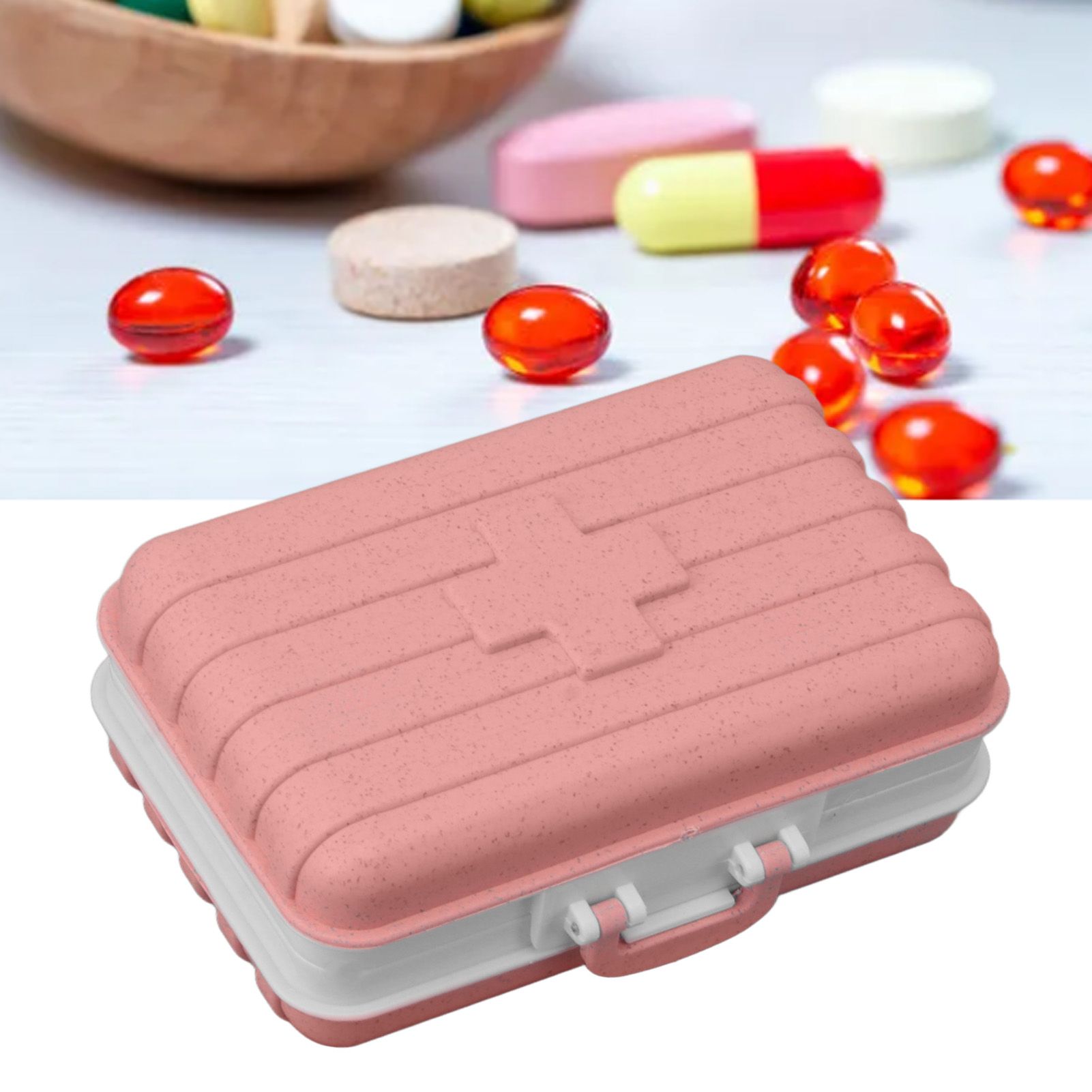 Mini Medicine Box 6 Compartments Luggage Design Tight Sealing Plastic Medicine view 11