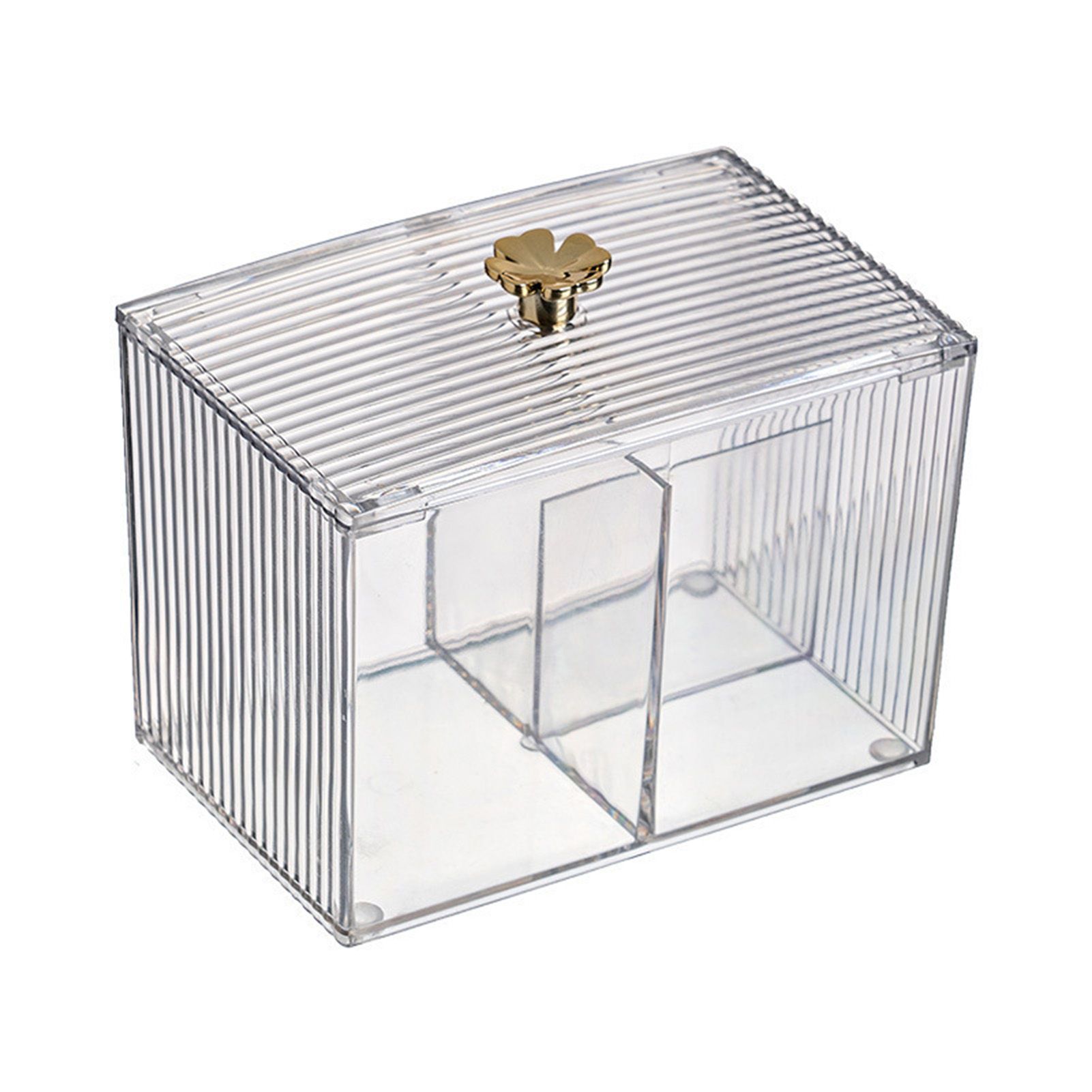 Cotton Pad Storage Box Swab Container Holder Transparent with Lid Grid for