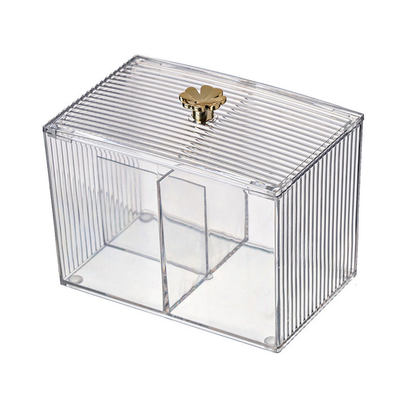 Cotton Pad Storage Box Swab Container Holder Transparent with Lid Grid for view 2