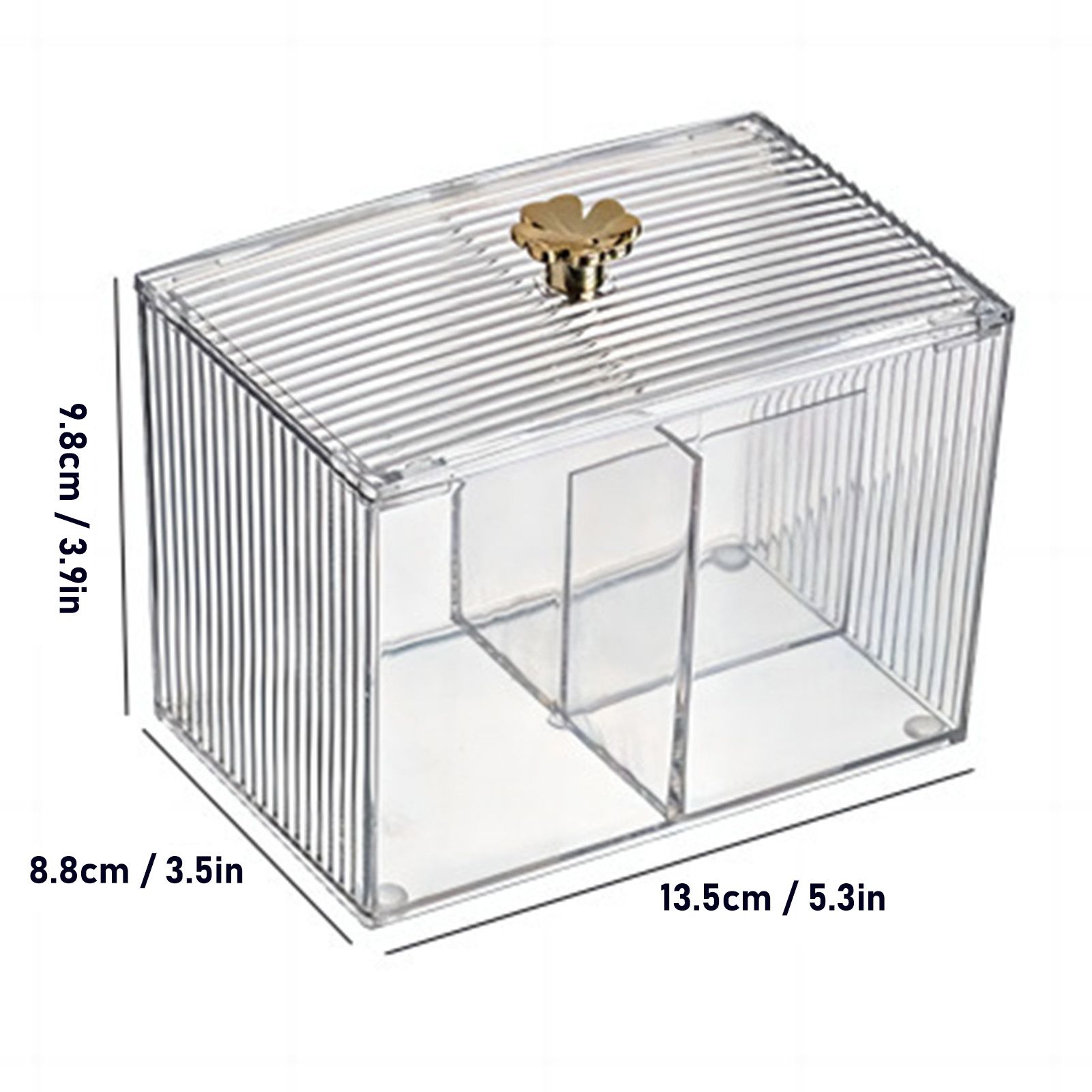 Cotton Pad Storage Box Swab Container Holder Transparent with Lid Grid for view 9