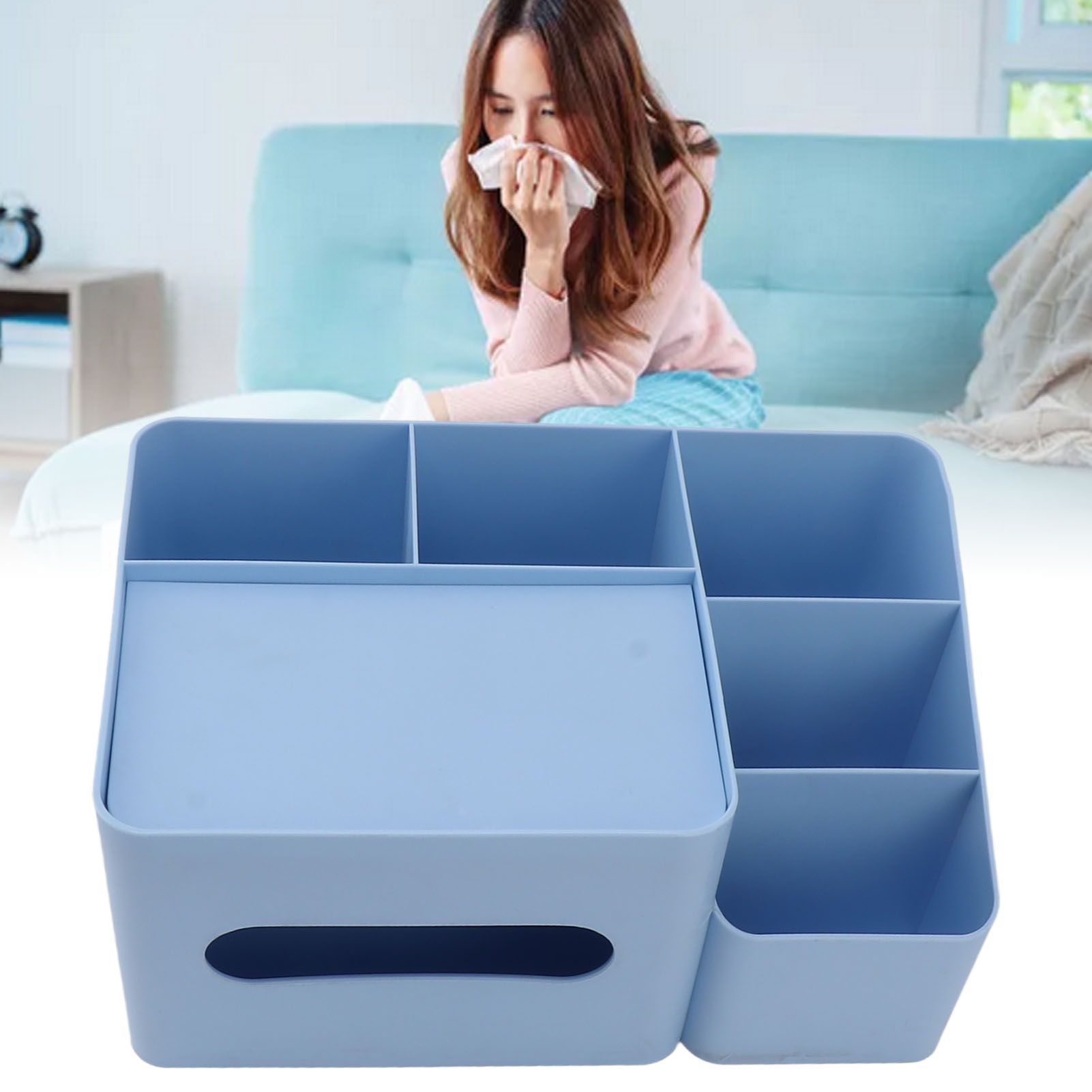 Tissue Box Organizer with Lid Plastic Exquisite Smooth Surface Tissue Desk view 12