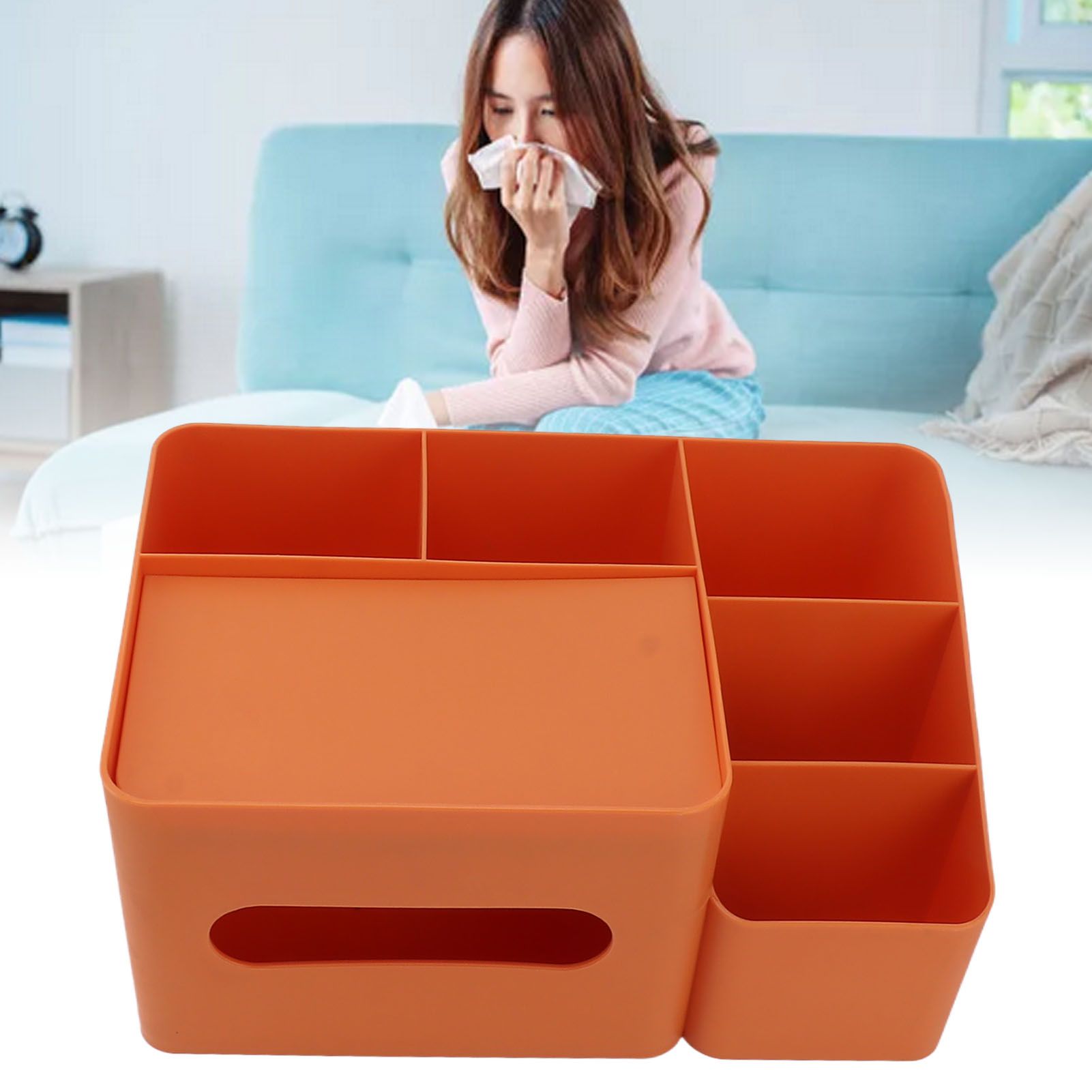 Tissue Box Organizer with Lid Plastic Exquisite Smooth Surface Tissue Desk view 12