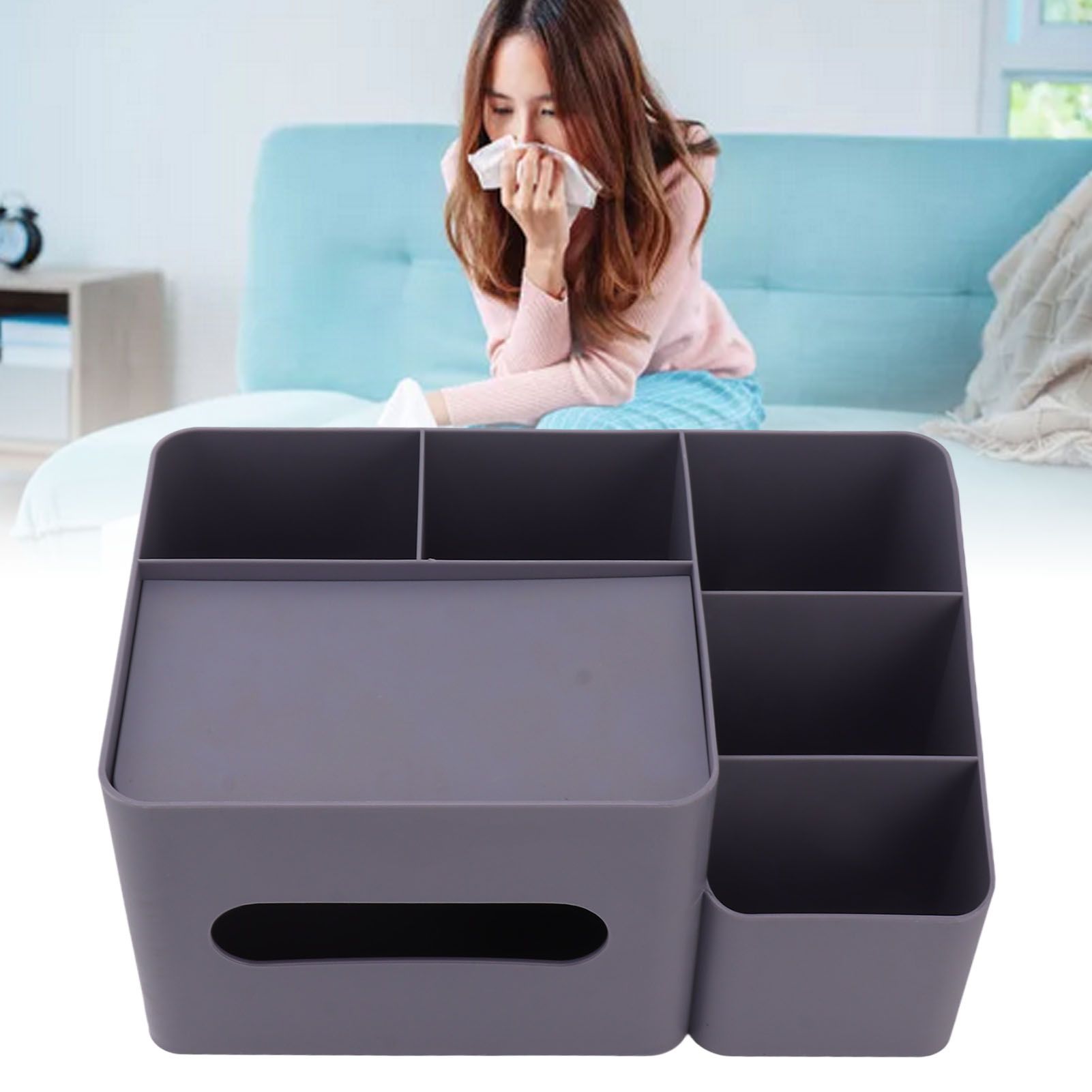 Tissue Box Organizer with Lid Plastic Exquisite Smooth Surface Tissue Desk view 12