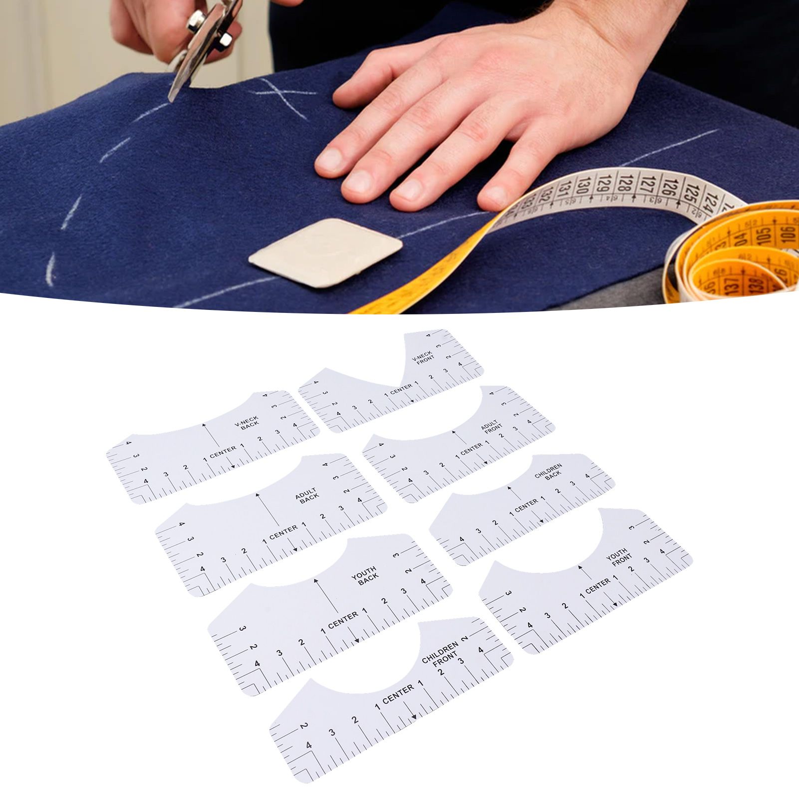 8PCS T Shirt Ruler Guide PVC Clothing Centering Design T Shirt Alignment Tool view 12