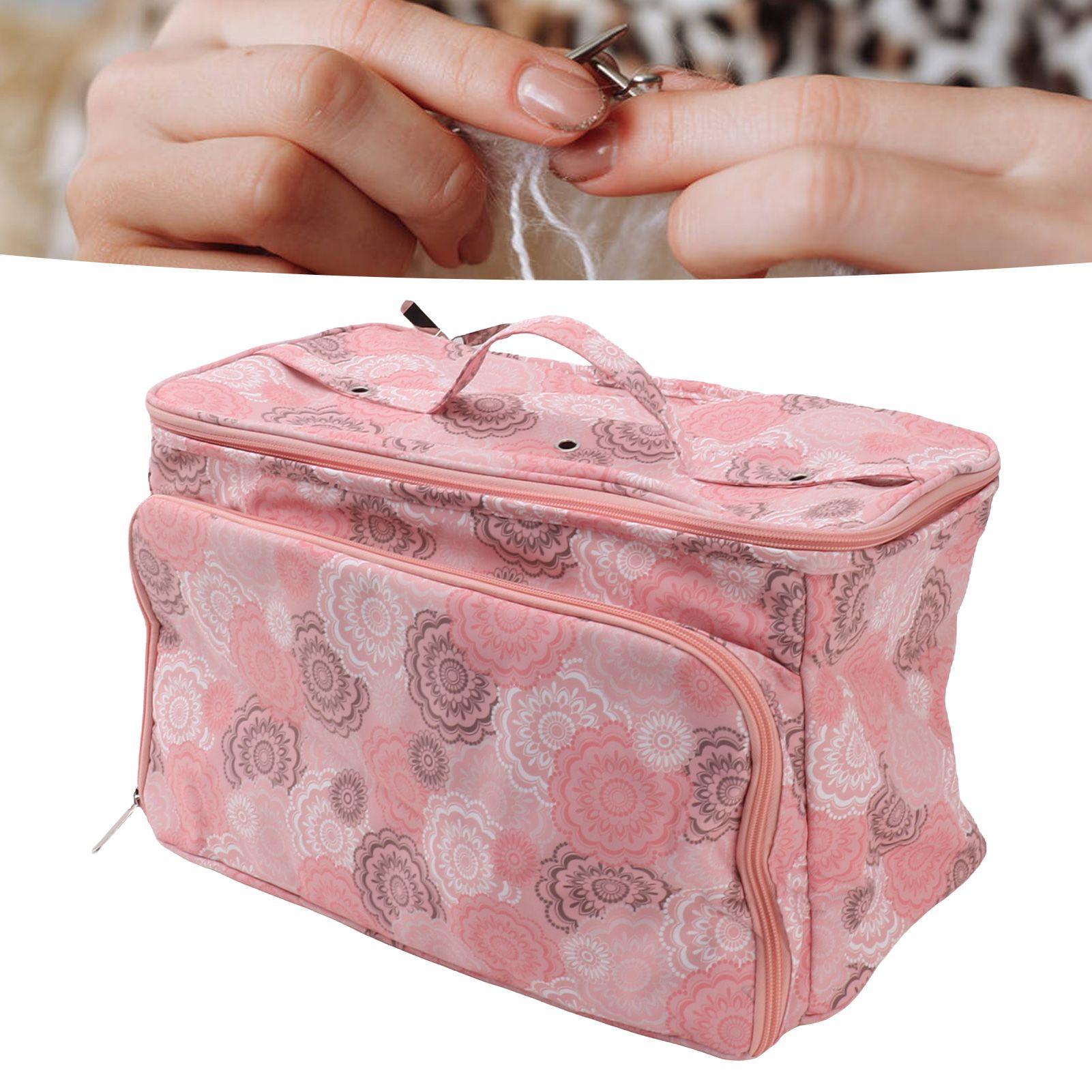 Knitting Bag Pink Oxford Cloth DIY Multifunctional Portable Crochet Holder Bag view 11