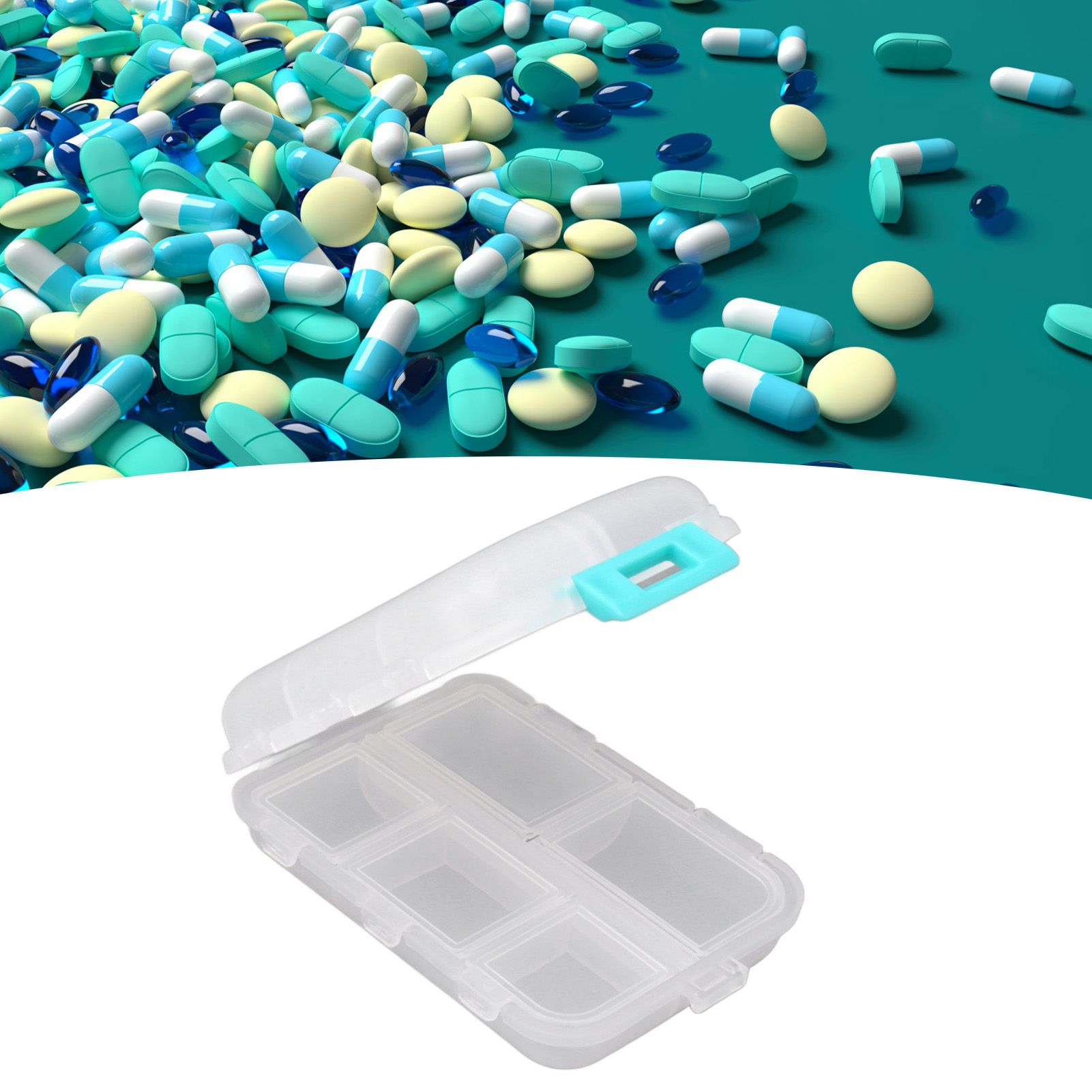 Medicine Box Medicine Case Plastic Waterproof 10 Compartments Buckle Lock view 12