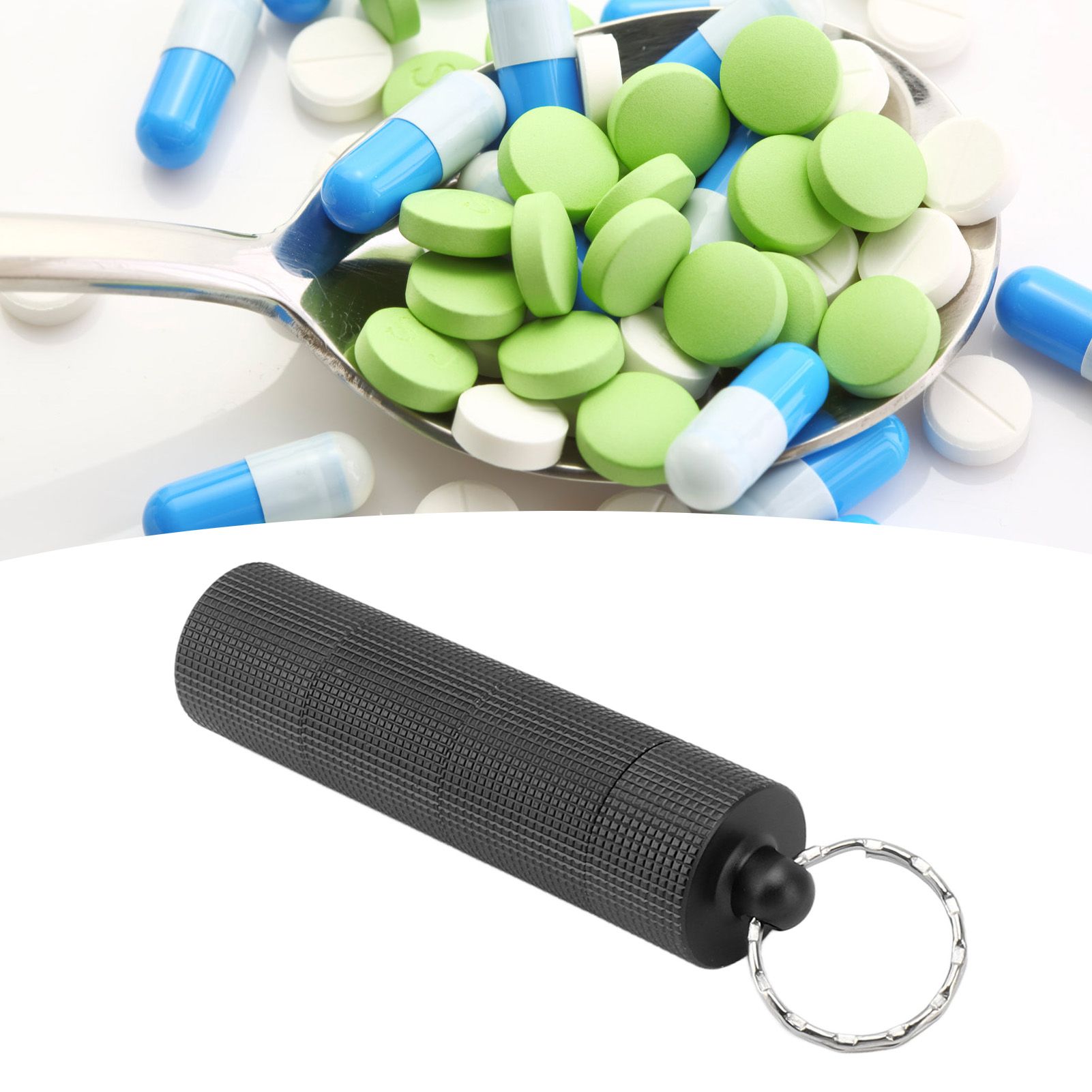 Keychain Medicine Holder Case 3 Compartment Waterproof Metal Travel Tablet view 11
