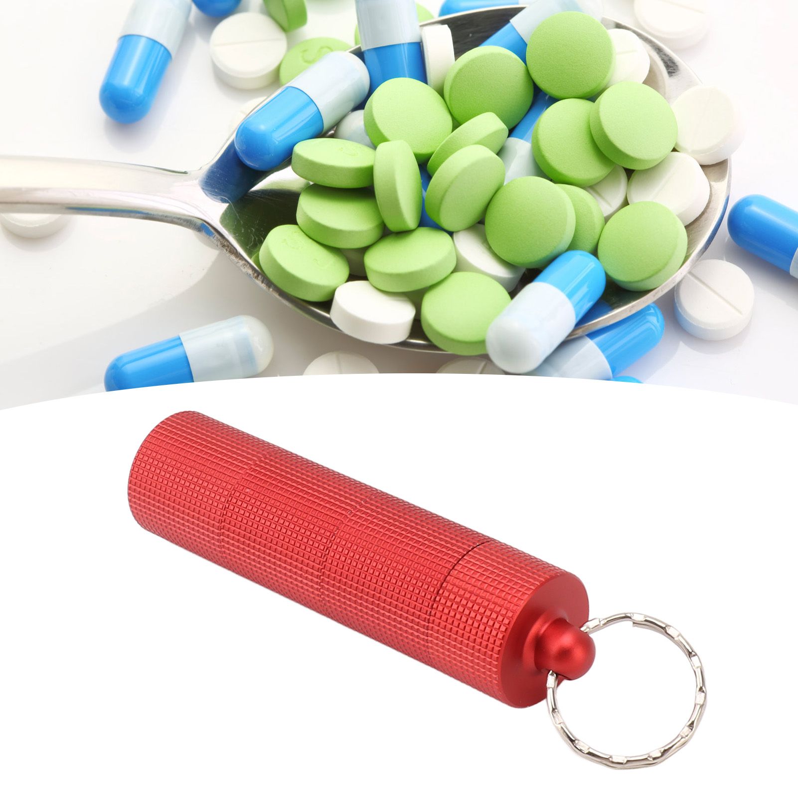 Keychain Medicine Holder Case 3 Compartment Waterproof Metal Travel Tablet view 11