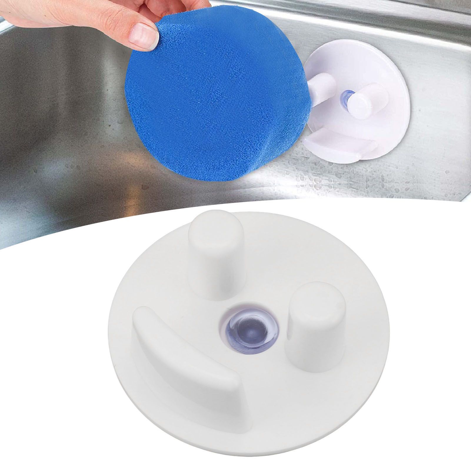 Round Sponge Holder Suction Cup Installation Face Sponge Organizer for Kitchen view 12