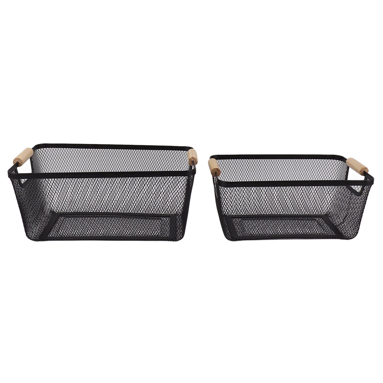 3pcs Metal Wire Storage Basket Large Capacity Decorative Sturdy Iron Art view 2