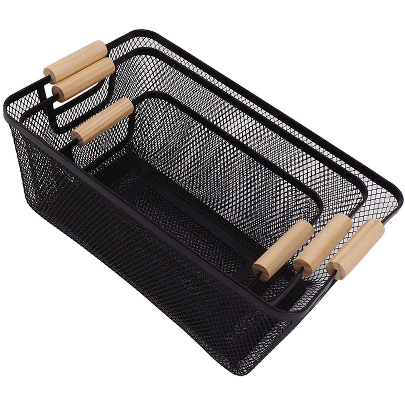 3pcs Metal Wire Storage Basket Large Capacity Decorative Sturdy Iron Art view 3