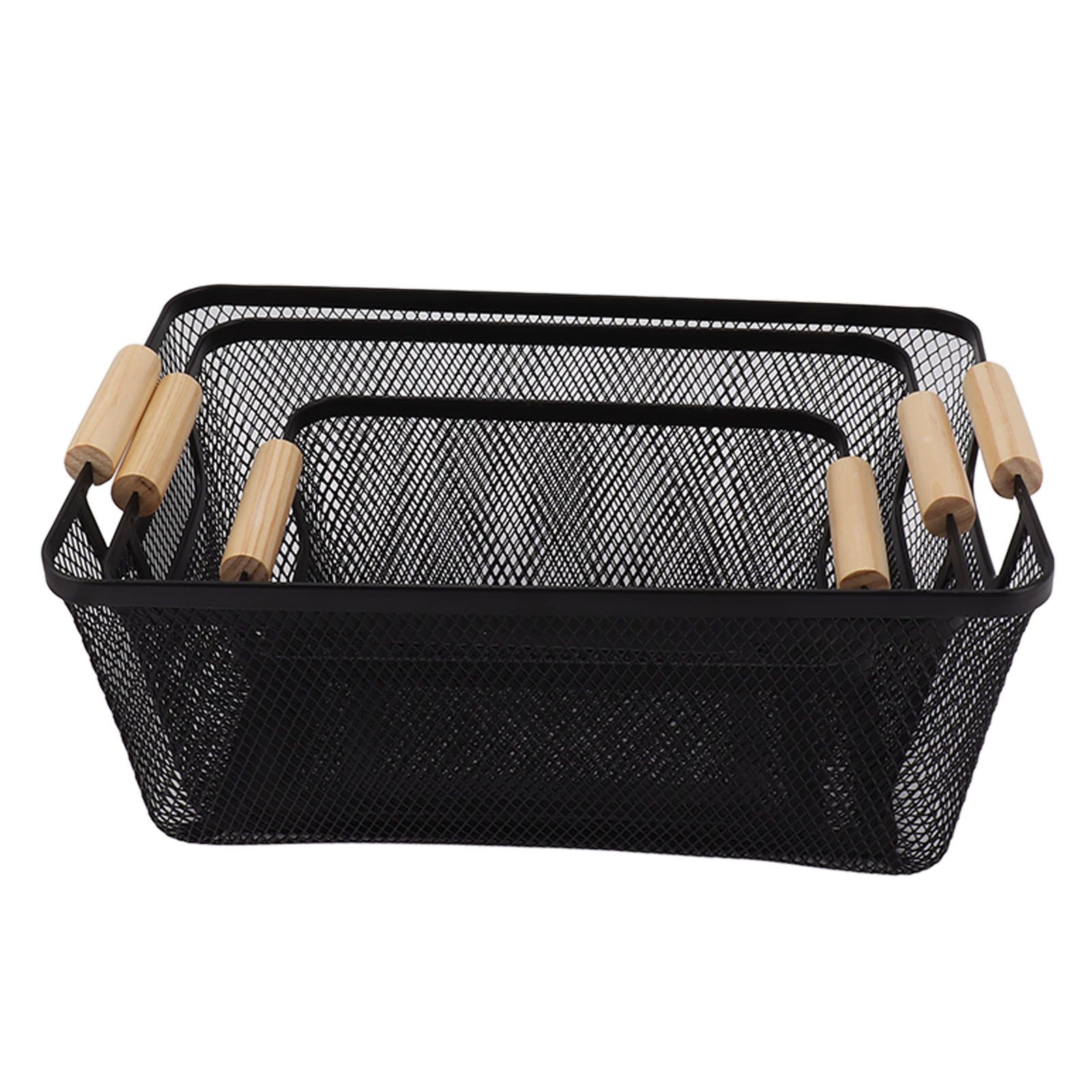 3pcs Metal Wire Storage Basket Large Capacity Decorative Sturdy Iron Art view 4