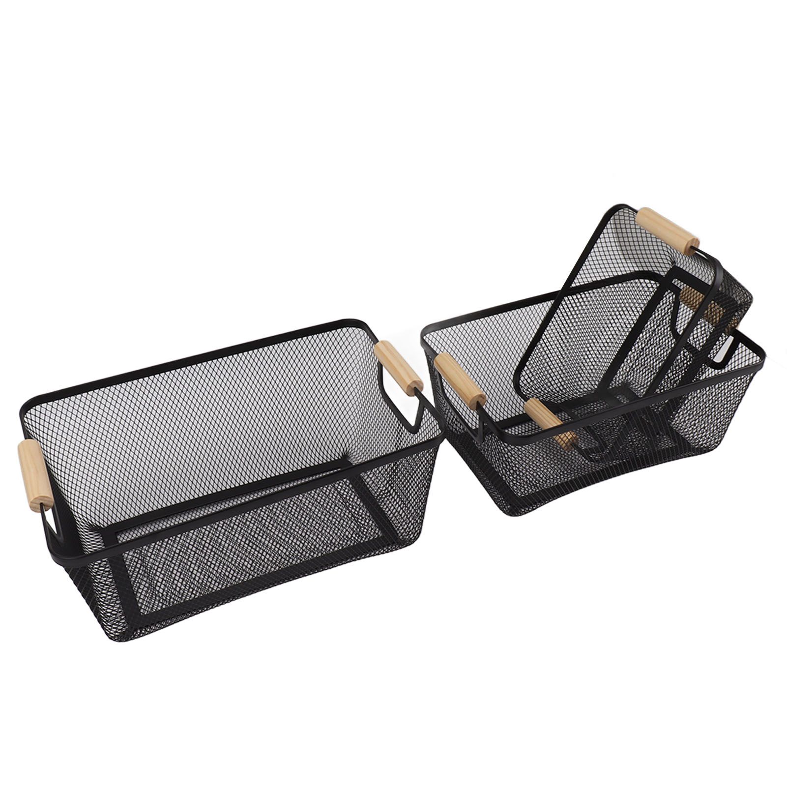 3pcs Metal Wire Storage Basket Large Capacity Decorative Sturdy Iron Art view 7