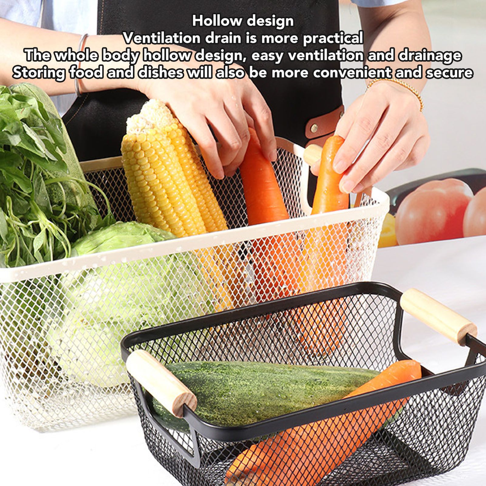 3pcs Metal Wire Storage Basket Large Capacity Decorative Sturdy Iron Art view 15