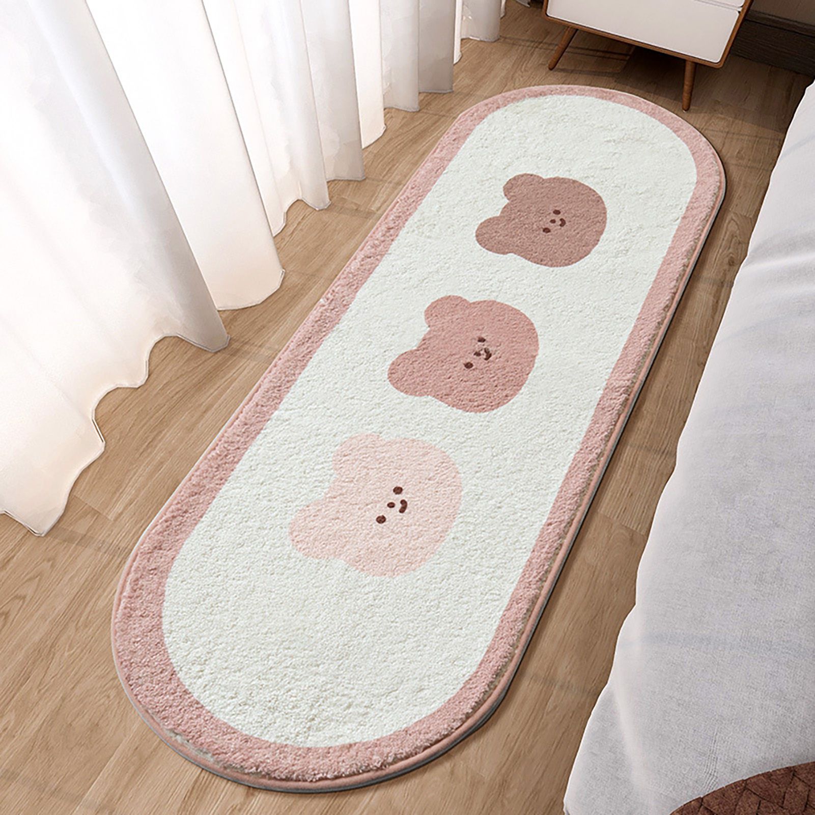 Cartoon Animal Pattern Area Rug Door Mat Soft Cute Oval Rug Bedside Carpet view 5
