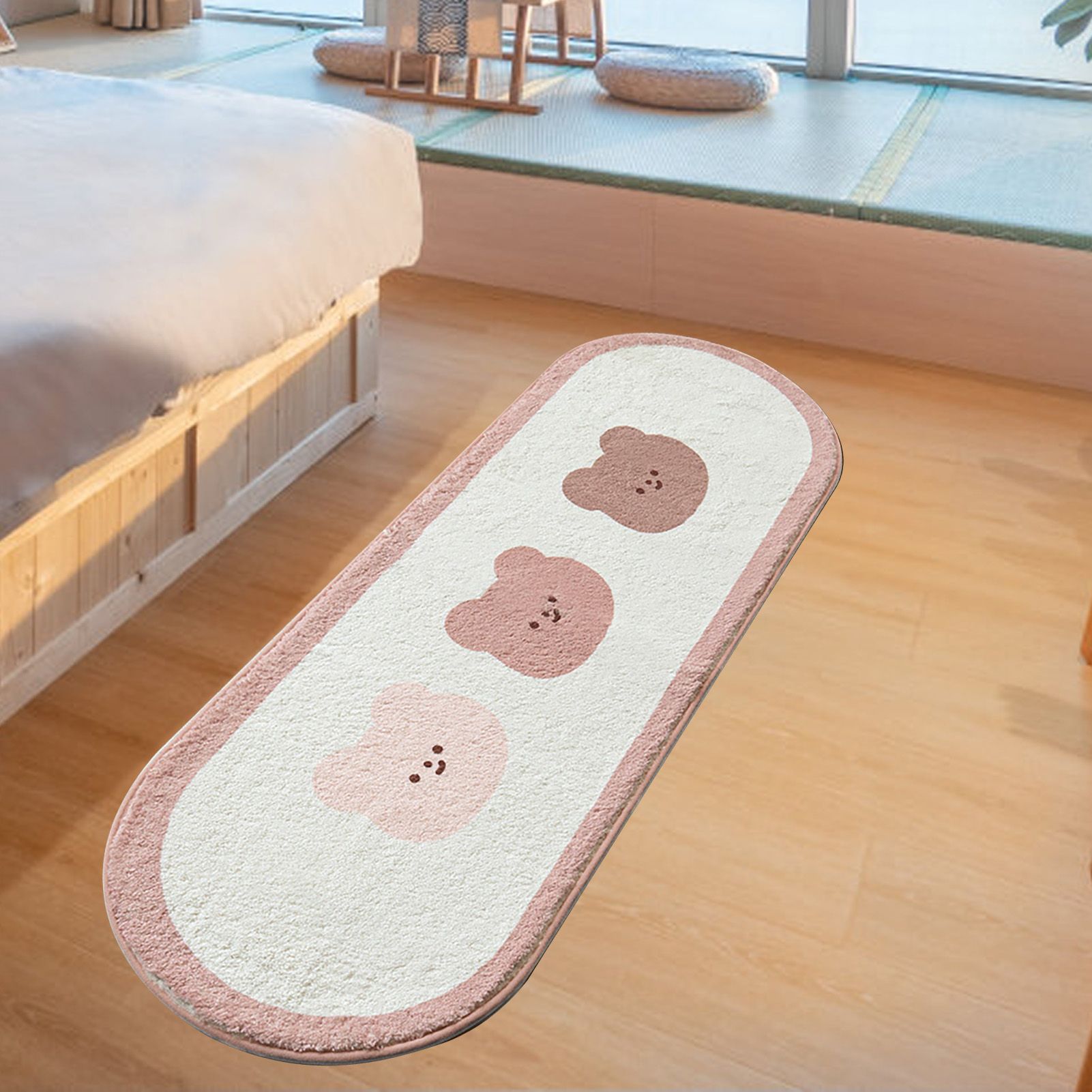 Cartoon Animal Pattern Area Rug Door Mat Soft Cute Oval Rug Bedside Carpet view 6