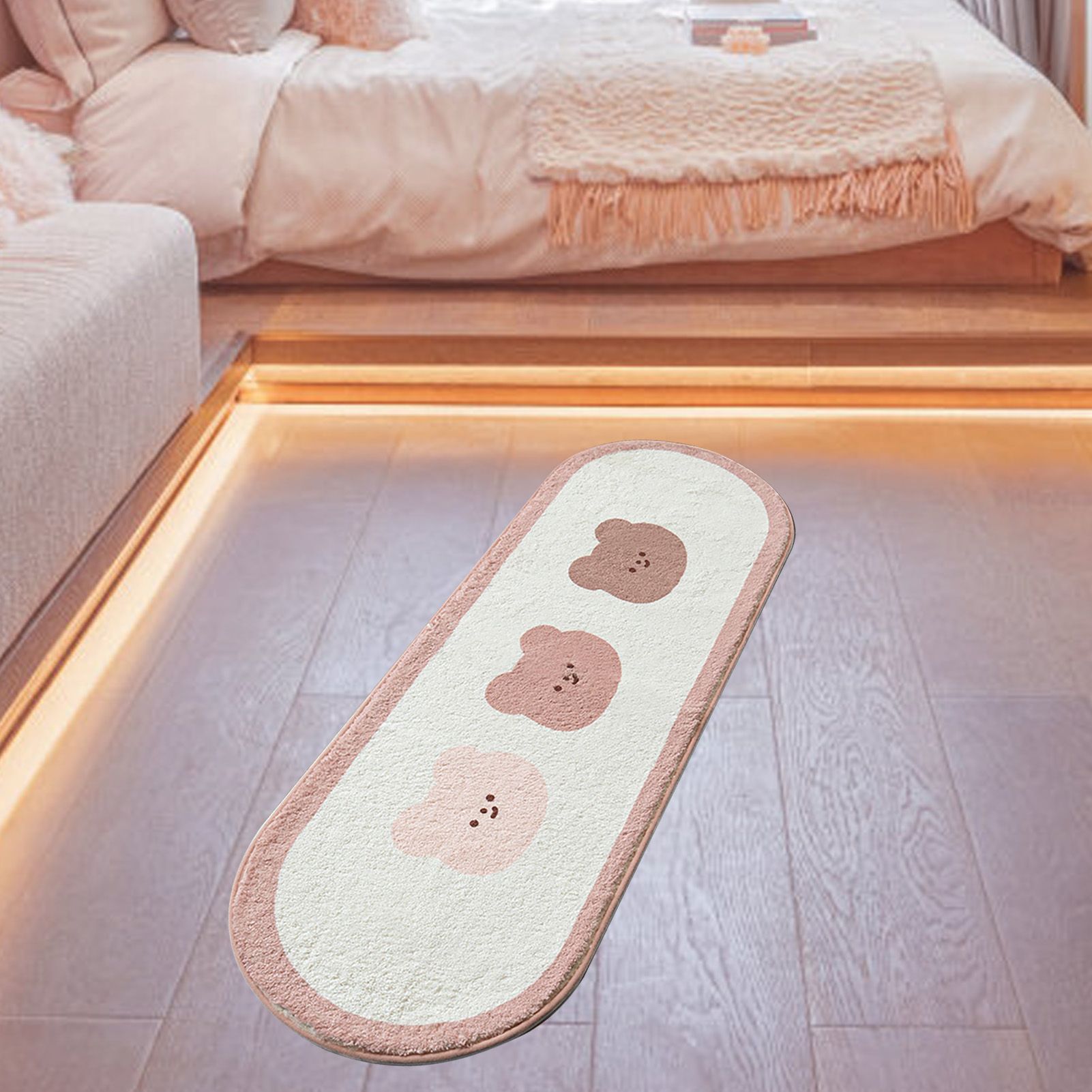 Cartoon Animal Pattern Area Rug Door Mat Soft Cute Oval Rug Bedside Carpet view 7