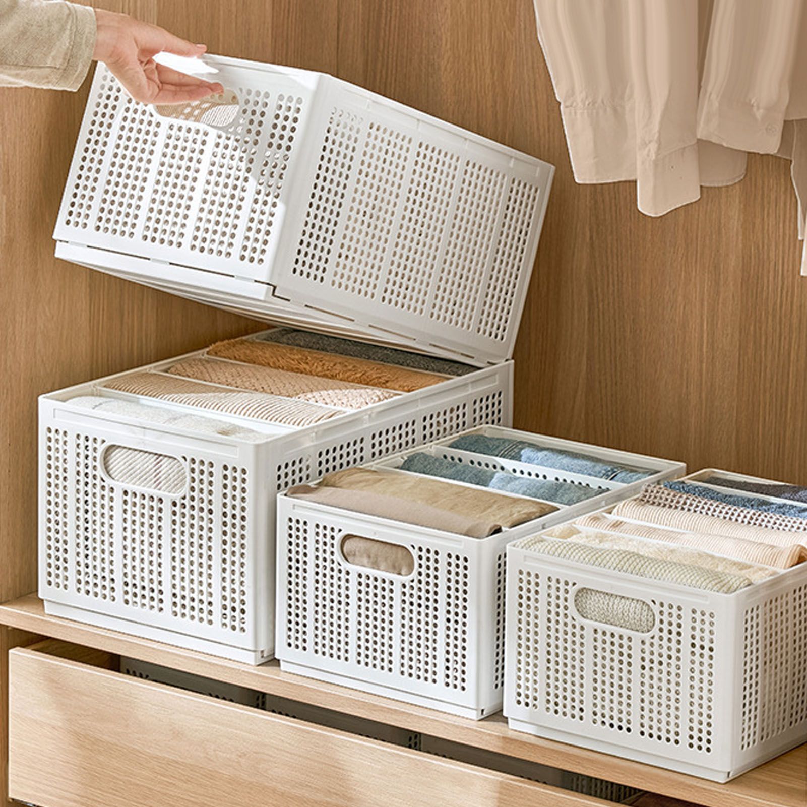 Closet Foldable Pants Storage Box Pure White Adjustable Dividers Rugged view 15