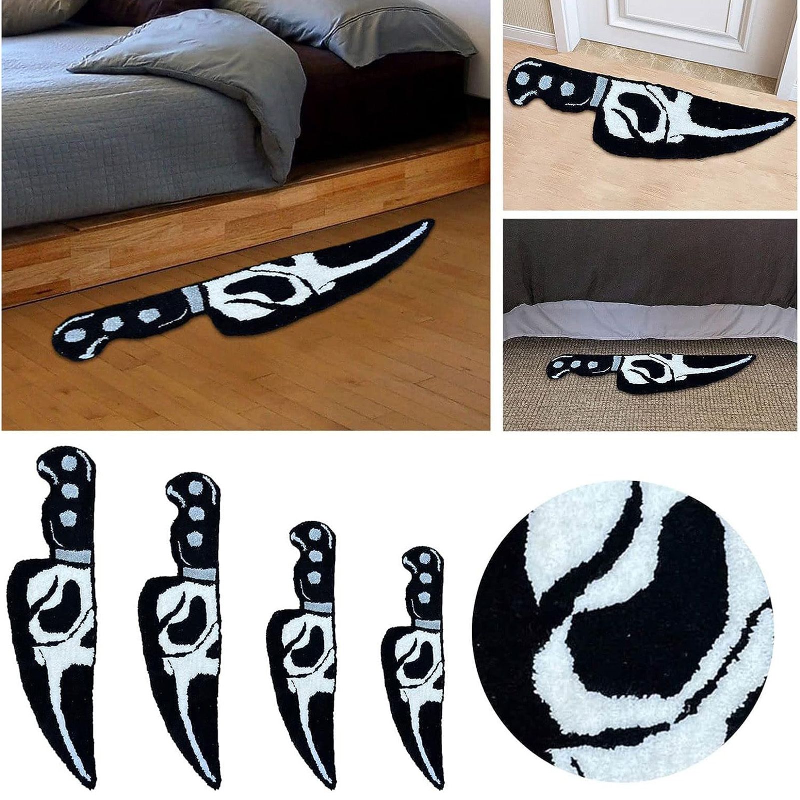 Skull Knife Carpet Horror Scary Scream Bedside Rug Wear Resistant Cashmere view 6