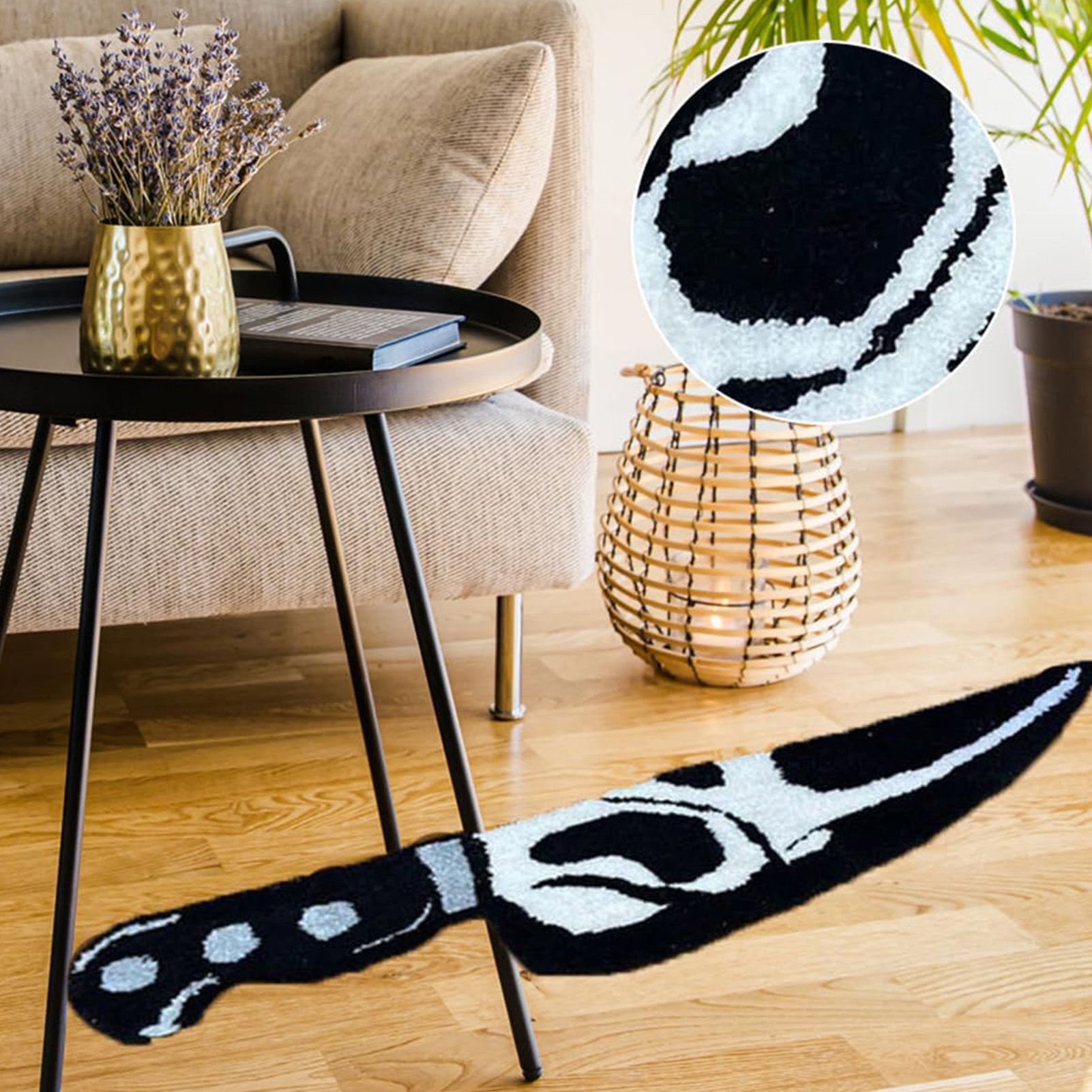 Skull Knife Carpet Horror Scary Scream Bedside Rug Wear Resistant Cashmere view 5