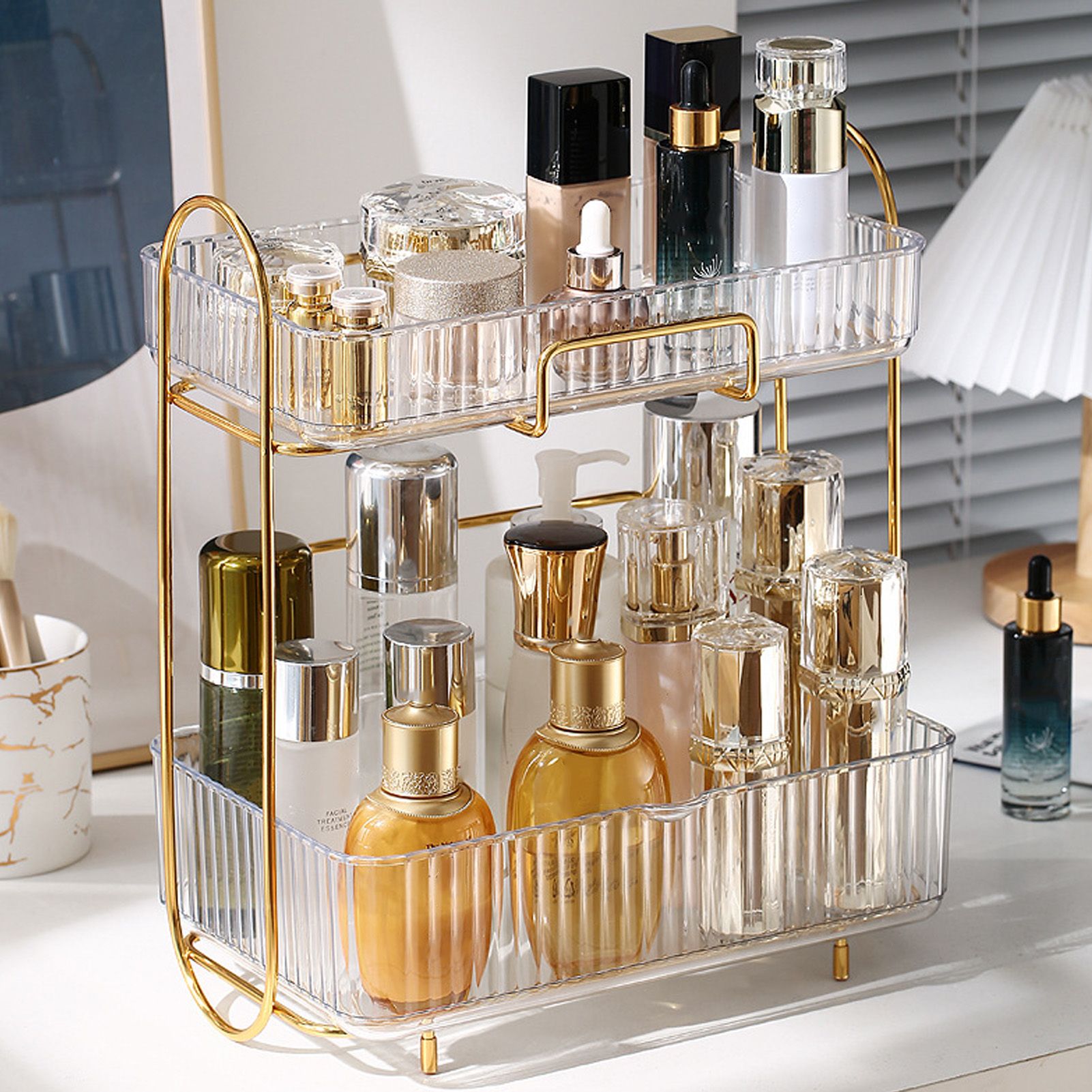 Makeup Organizer 2 Tier Bathroom Countertop Organizer Large Capacity Cosmetic view 5