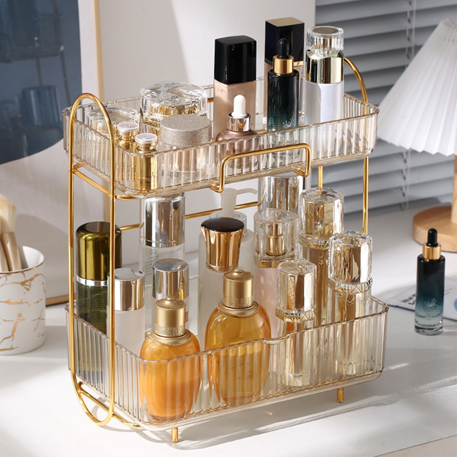 Makeup Organizer 2 Tier Bathroom Countertop Organizer Large Capacity Cosmetic view 6