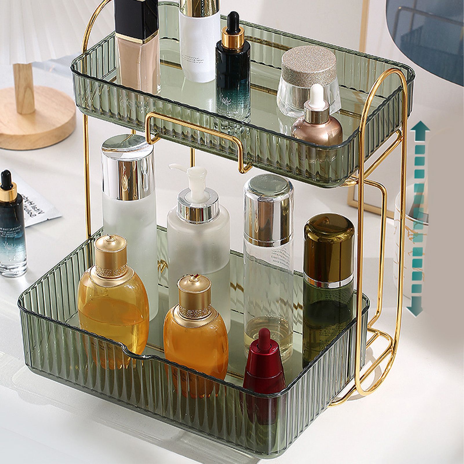Makeup Organizer 2 Tier Bathroom Countertop Organizer Large Capacity Cosmetic view 5