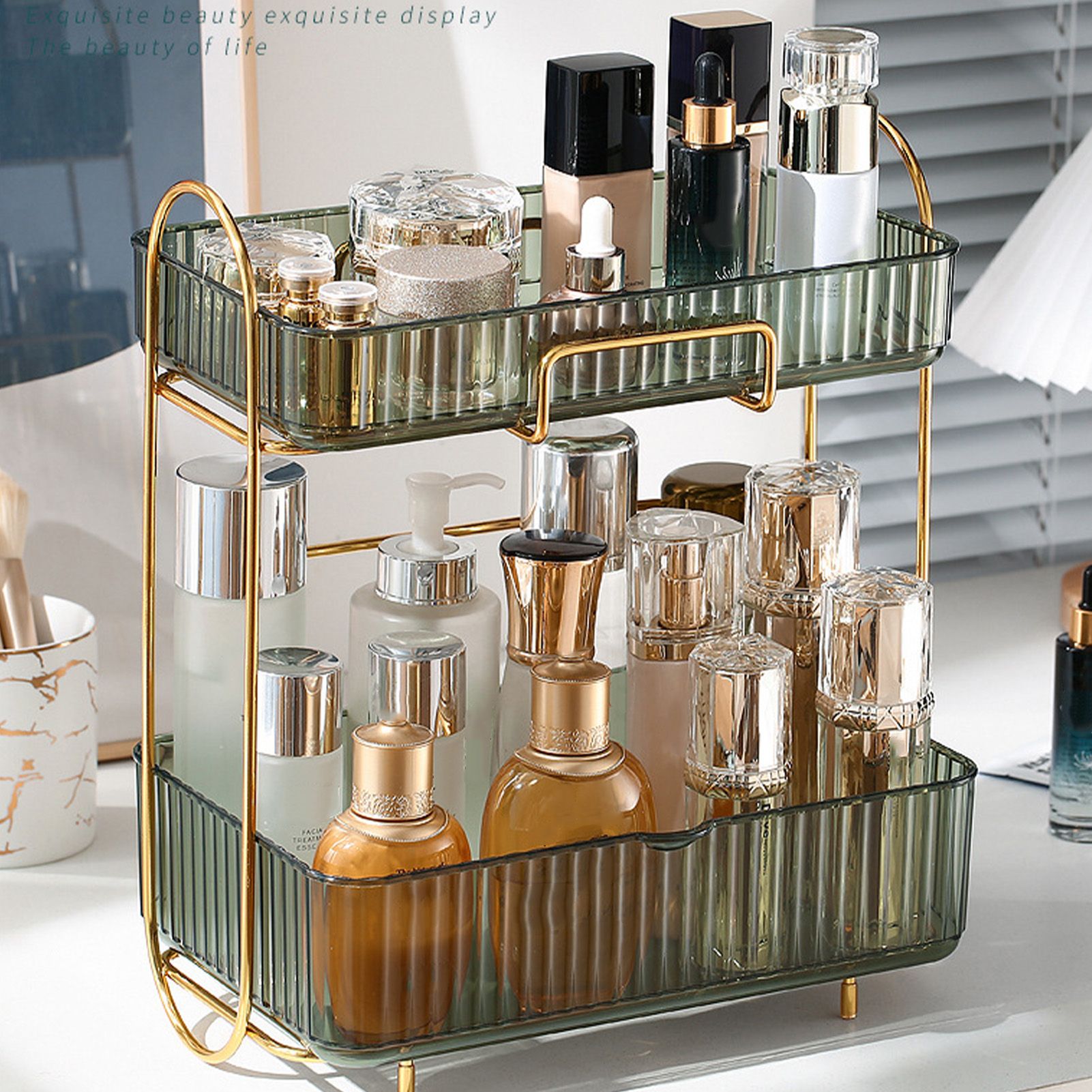 Makeup Organizer 2 Tier Bathroom Countertop Organizer Large Capacity Cosmetic view 6