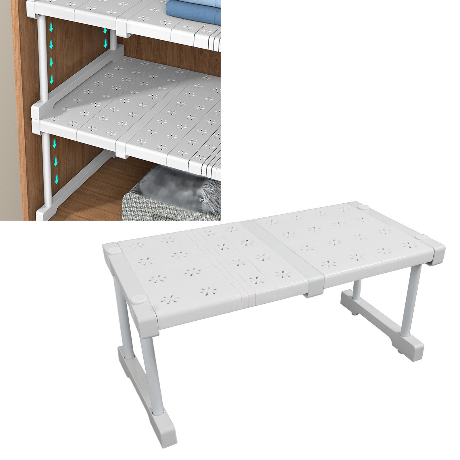 Expandable Closet Shelf Organizer Adjustable Space Saving Wardrobe Sink view 11