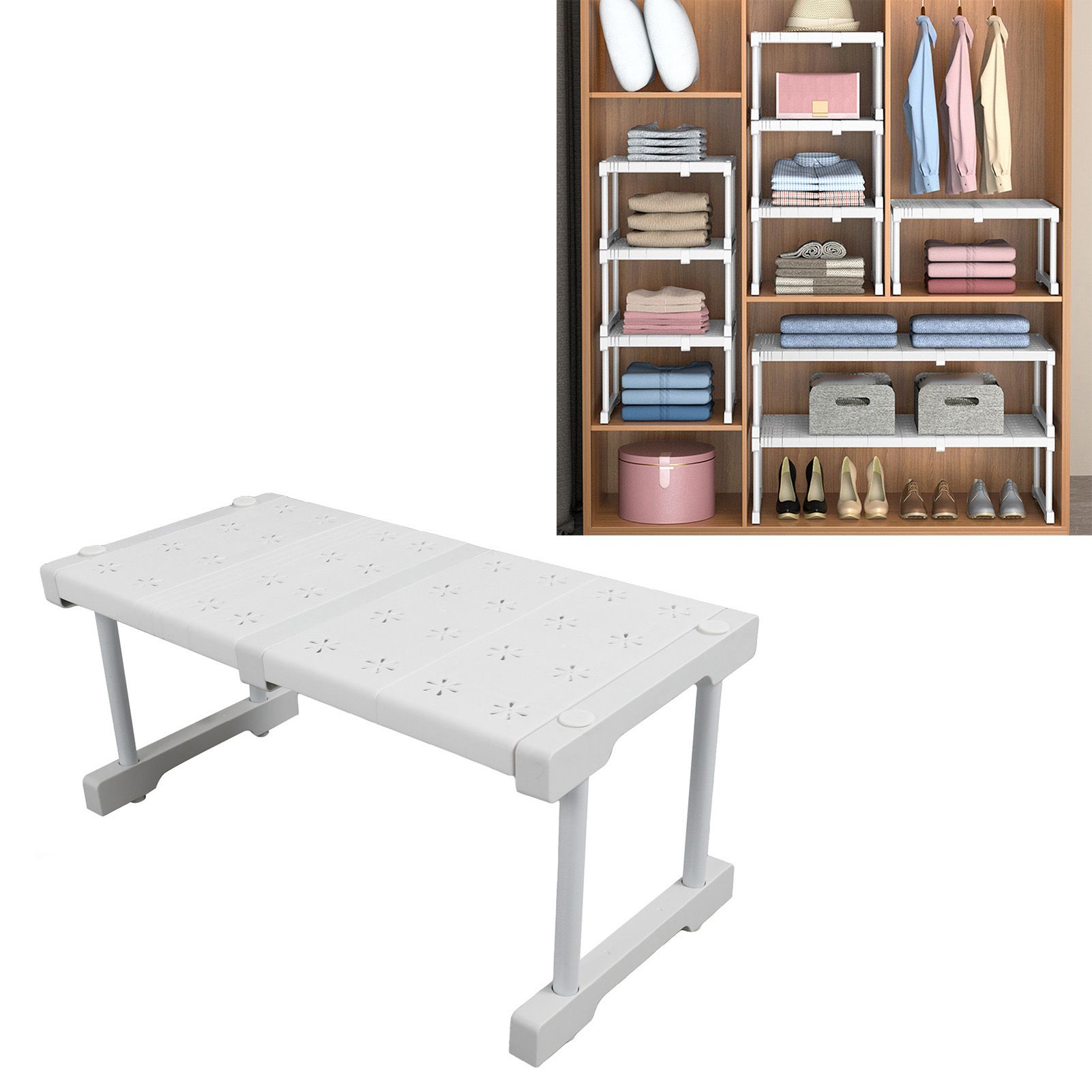 Expandable Closet Shelf Organizer Adjustable Space Saving Wardrobe Sink view 12