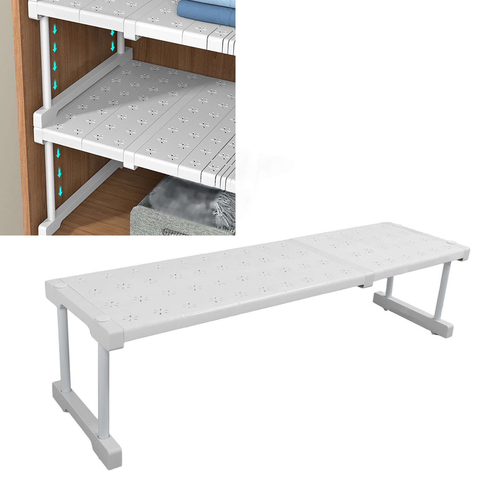 Expandable Closet Shelf Organizer Adjustable Space Saving Wardrobe Sink view 11