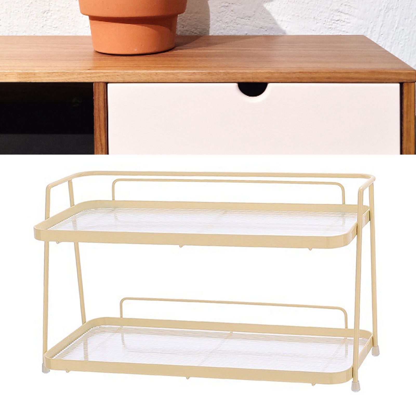 2 Tier Bathroom Countertop Organizer Counter Standing Rack Cosmetic Holder view 6