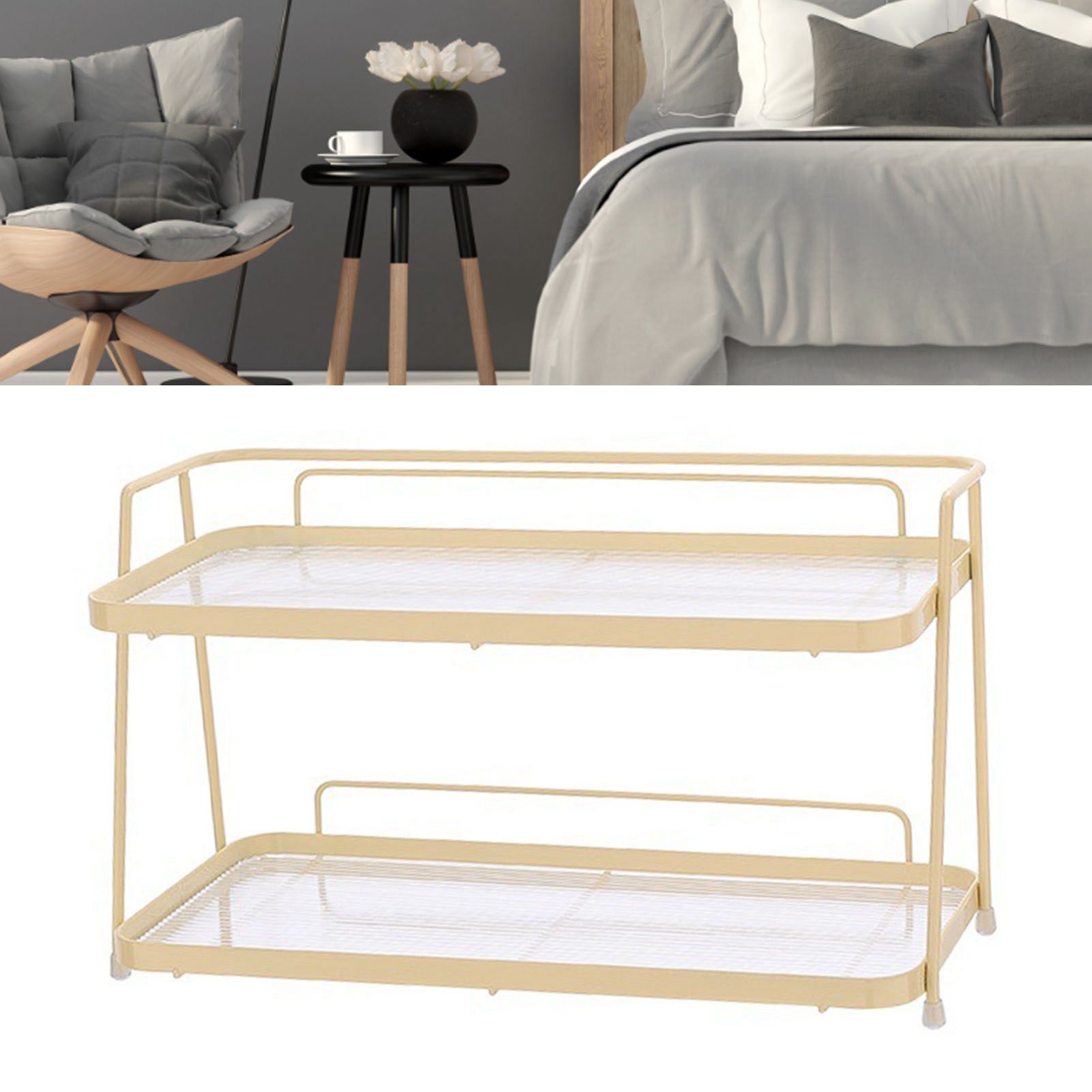 2 Tier Bathroom Countertop Organizer Counter Standing Rack Cosmetic Holder view 8