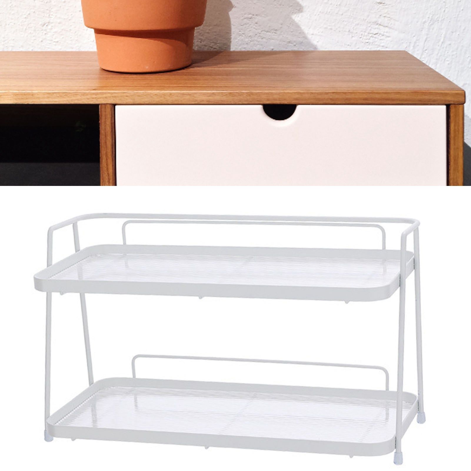 2 Tier Bathroom Countertop Organizer Counter Standing Rack Cosmetic Holder view 5