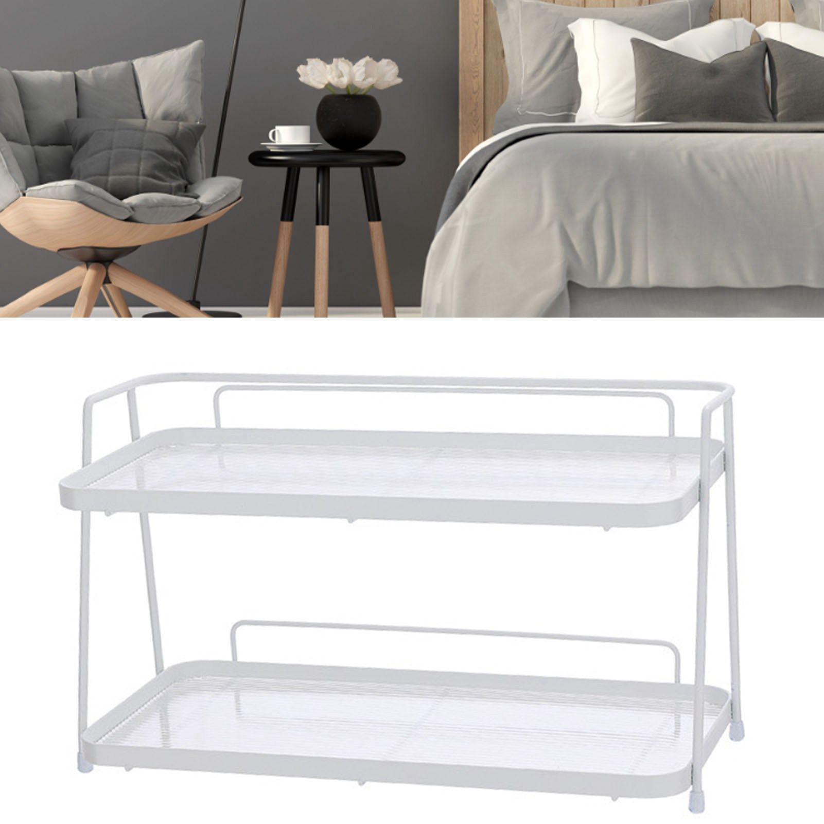 2 Tier Bathroom Countertop Organizer Counter Standing Rack Cosmetic Holder view 6