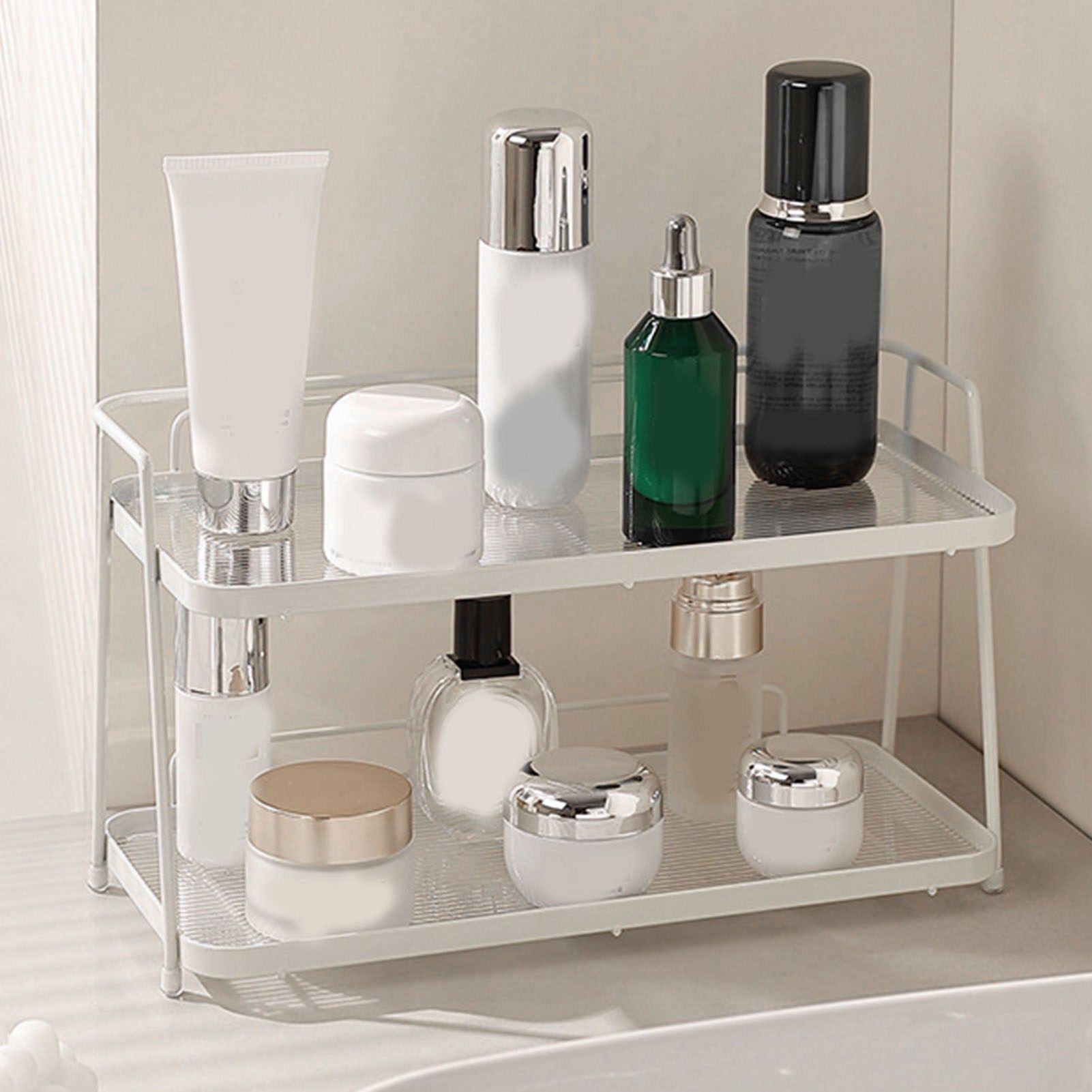 2 Tier Bathroom Countertop Organizer Counter Standing Rack Cosmetic Holder view 7