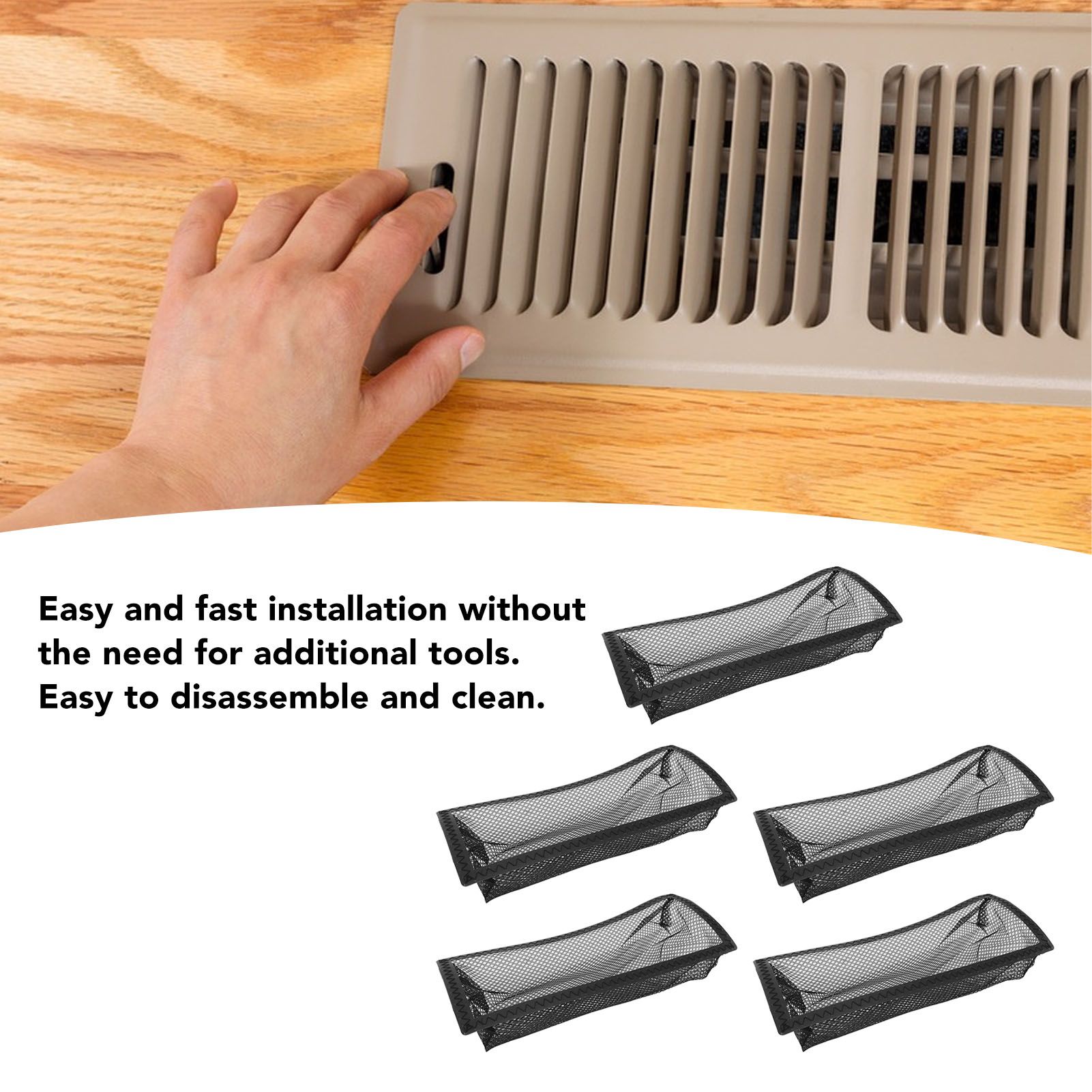 5Pcs Floor Register Cover Trap Floor Air Vent Cover Screen Mesh Filter Net for view 14