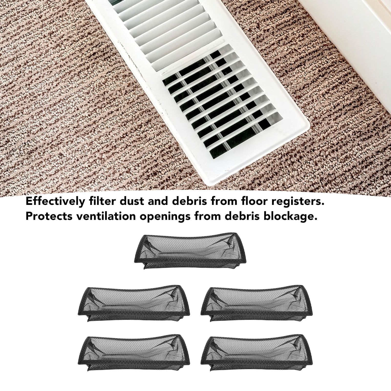 5Pcs Floor Register Cover Trap Floor Air Vent Cover Screen Mesh Filter Net for view 15