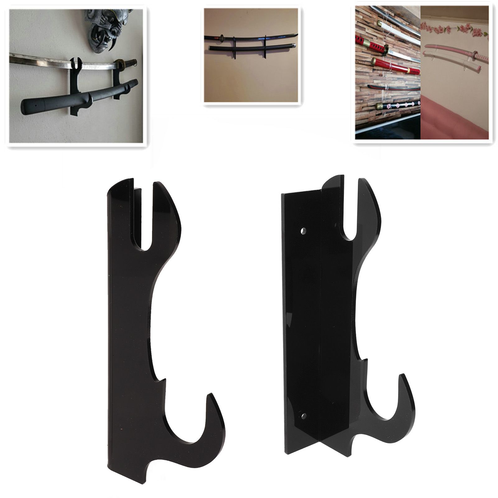 2 Pcs Samurai Knife Holder Wall Mounted Samurai Sword Holder Sword Wall view 11