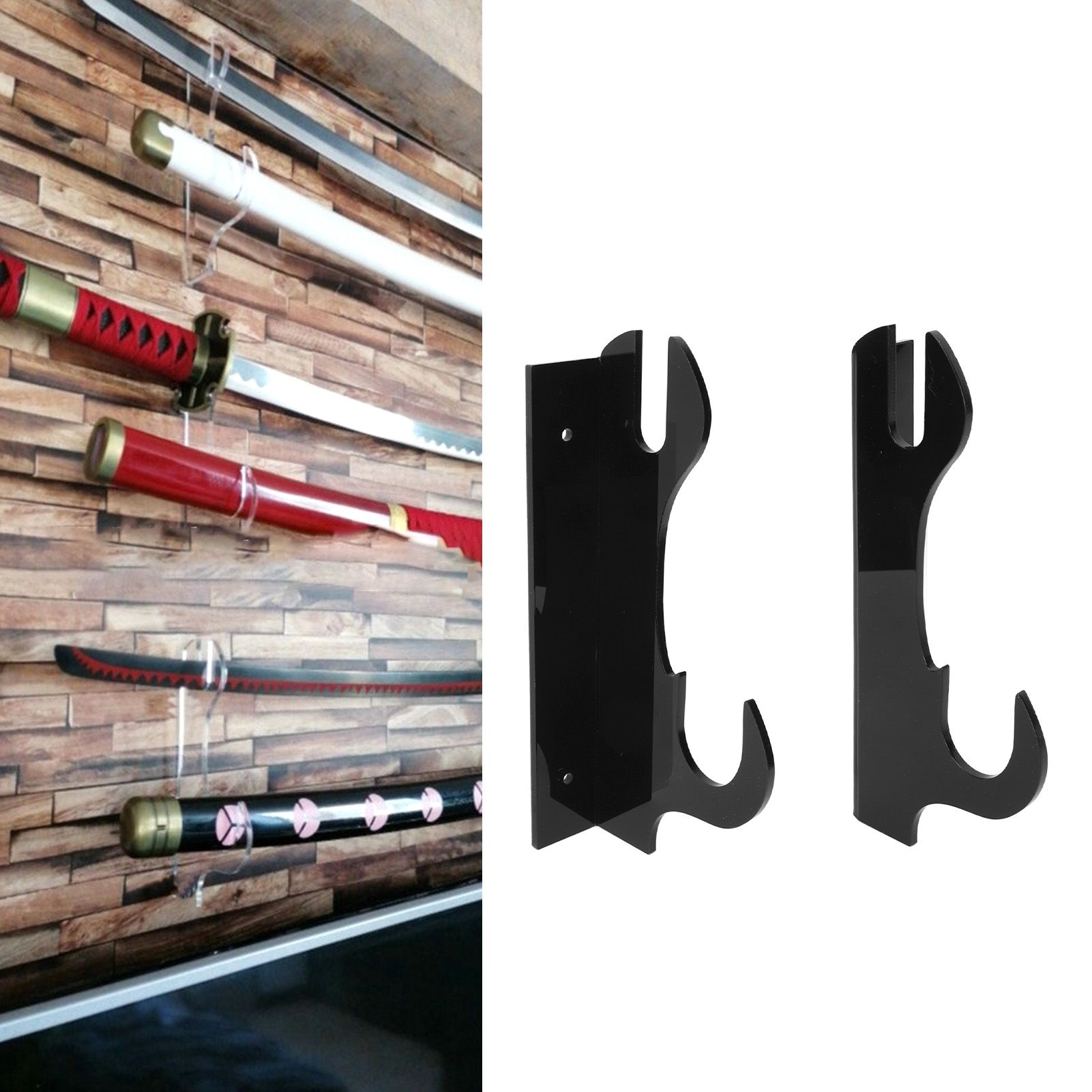 2 Pcs Samurai Knife Holder Wall Mounted Samurai Sword Holder Sword Wall view 12