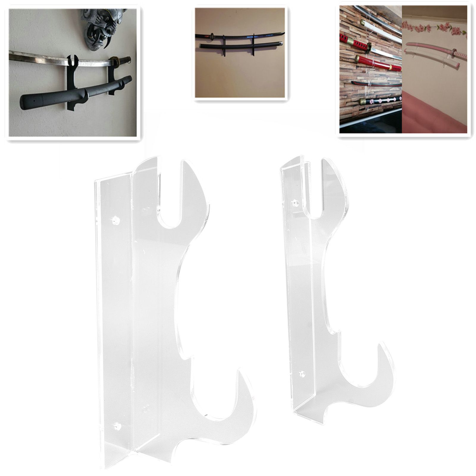 2 Pcs Samurai Knife Holder Wall Mounted Samurai Sword Holder Sword Wall view 11
